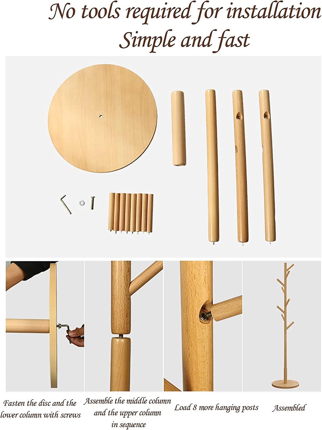 【上品で大人気♪】コートラック 木製コートスタンド フック8個付き 帽子 フリースタンディング コートツリー コートハンガースタンド 玄関 廊下用 組