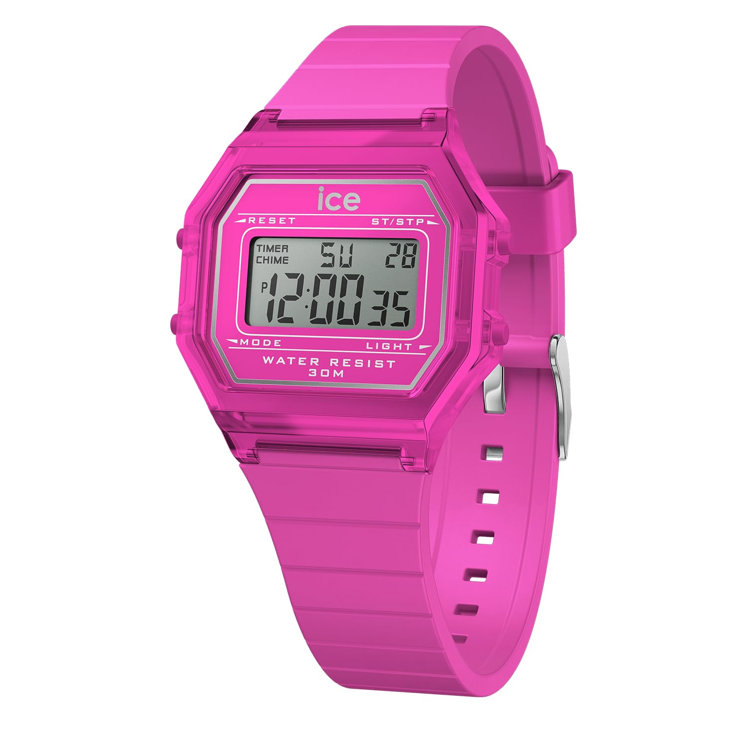 ICE-​WATCH - Ice Digit Retro Neon Pink - Reloj Rosa para Mujer con Correa de Silicona - 022887 (Small)