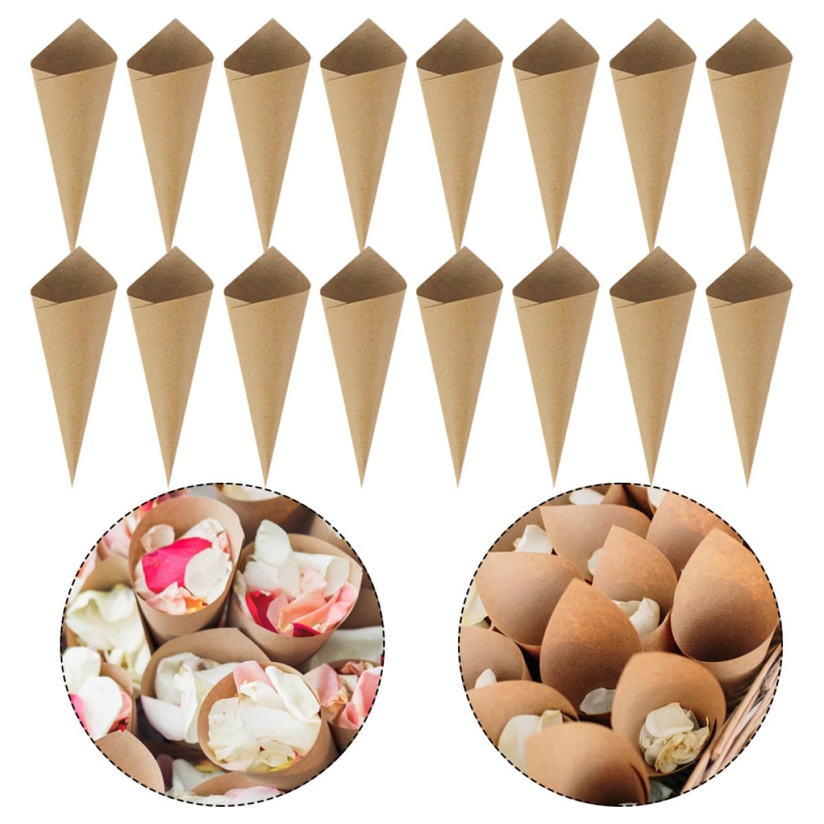 Artibetter Blütenkegel als Kleiner Blumenstrauß oder Konfettihalter aus Kraftpapier 120 Stück Langlebige Papierblütenzapfen für Hochzeit und Geburtstag Party