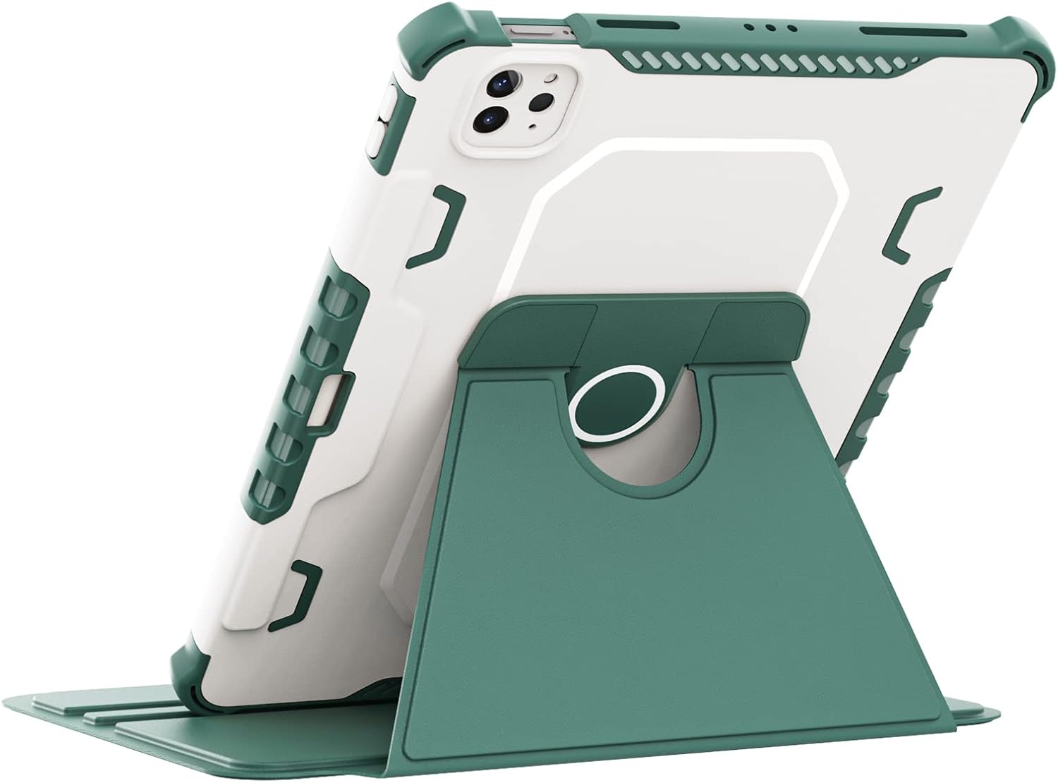 Rotating Case for iPad Pro 11" 4th/3rd/2nd Gen, iPad Pro 11 Smart Cover with Pencil Holder, Techcircle Hybrid TPU+PC Magnetic Cover Soft Bumper Slim Fit Folio Shockproof Protective Case-Midnight Green
