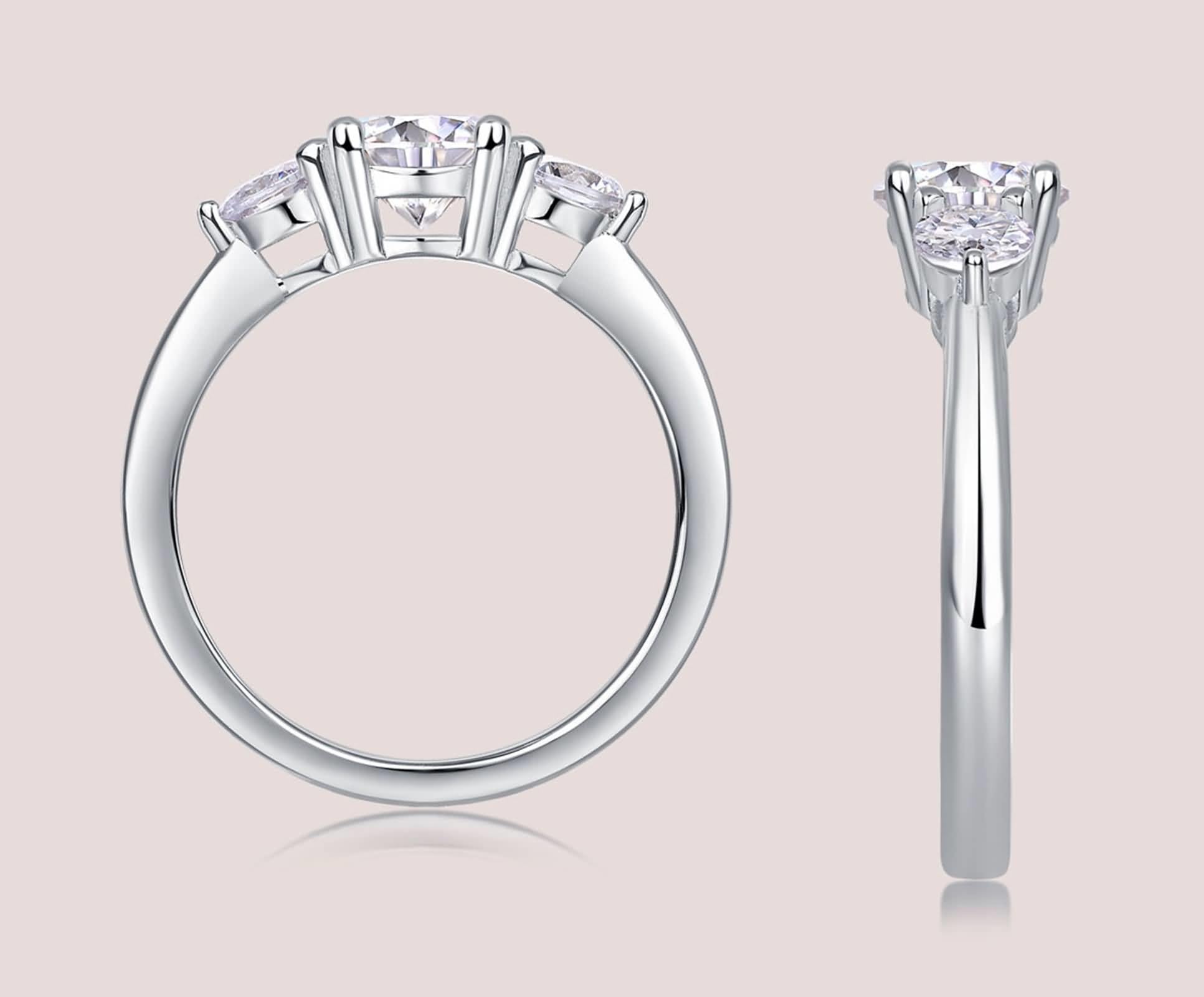 Moissanite pierścionek z białego złota, pierścionek ślubny, z prawdziwego złota, elegancki pierścionek zaręczynowy z Moissanite 1 ct pierścionek damski