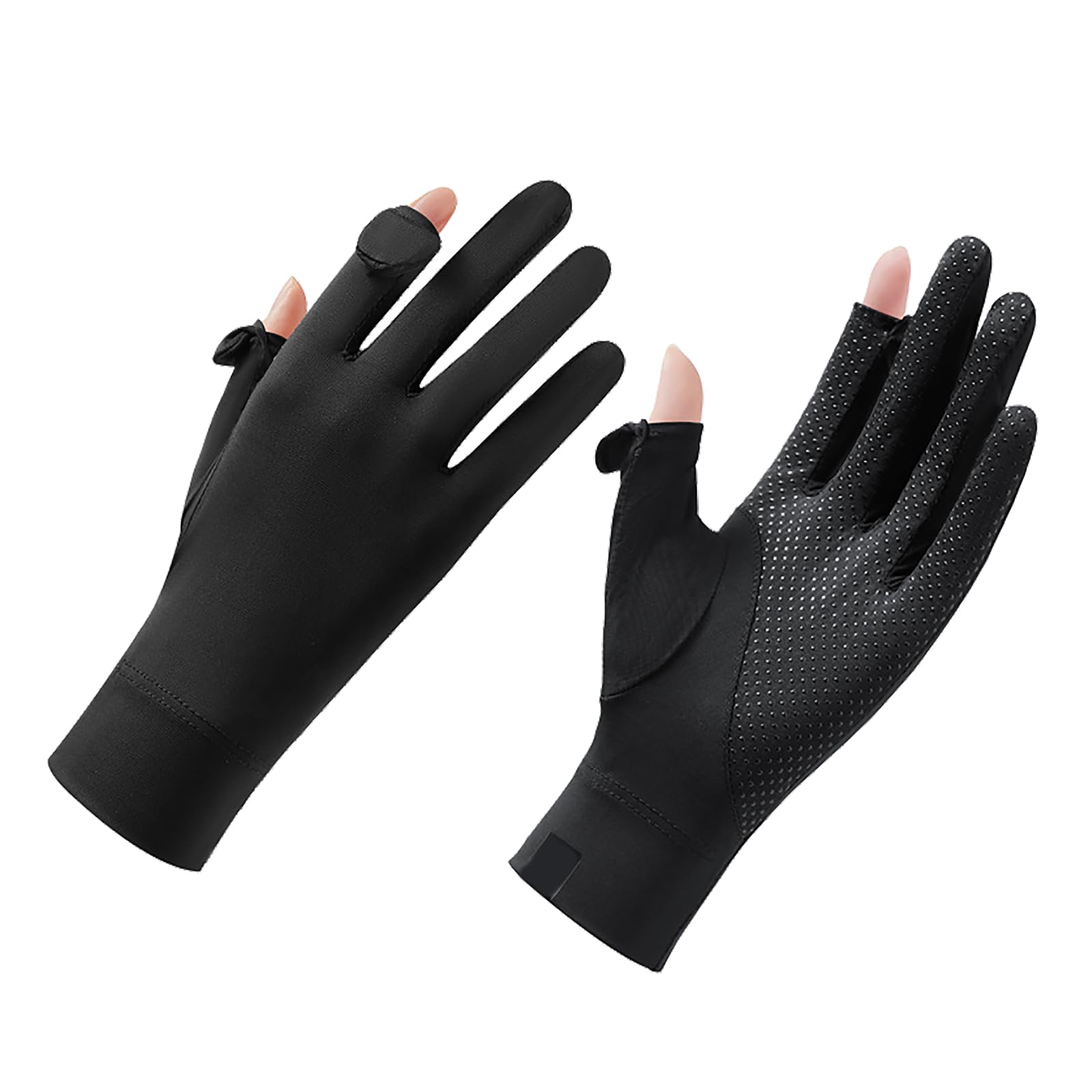JIAHG Gants UV Protection Solaire Femme Gants Mince de Conduite Voiture à écran Tactile Mitaines Soie de Glace Léger Respirant Antidérapant pour Cyclisme Golf Pêche Camping
