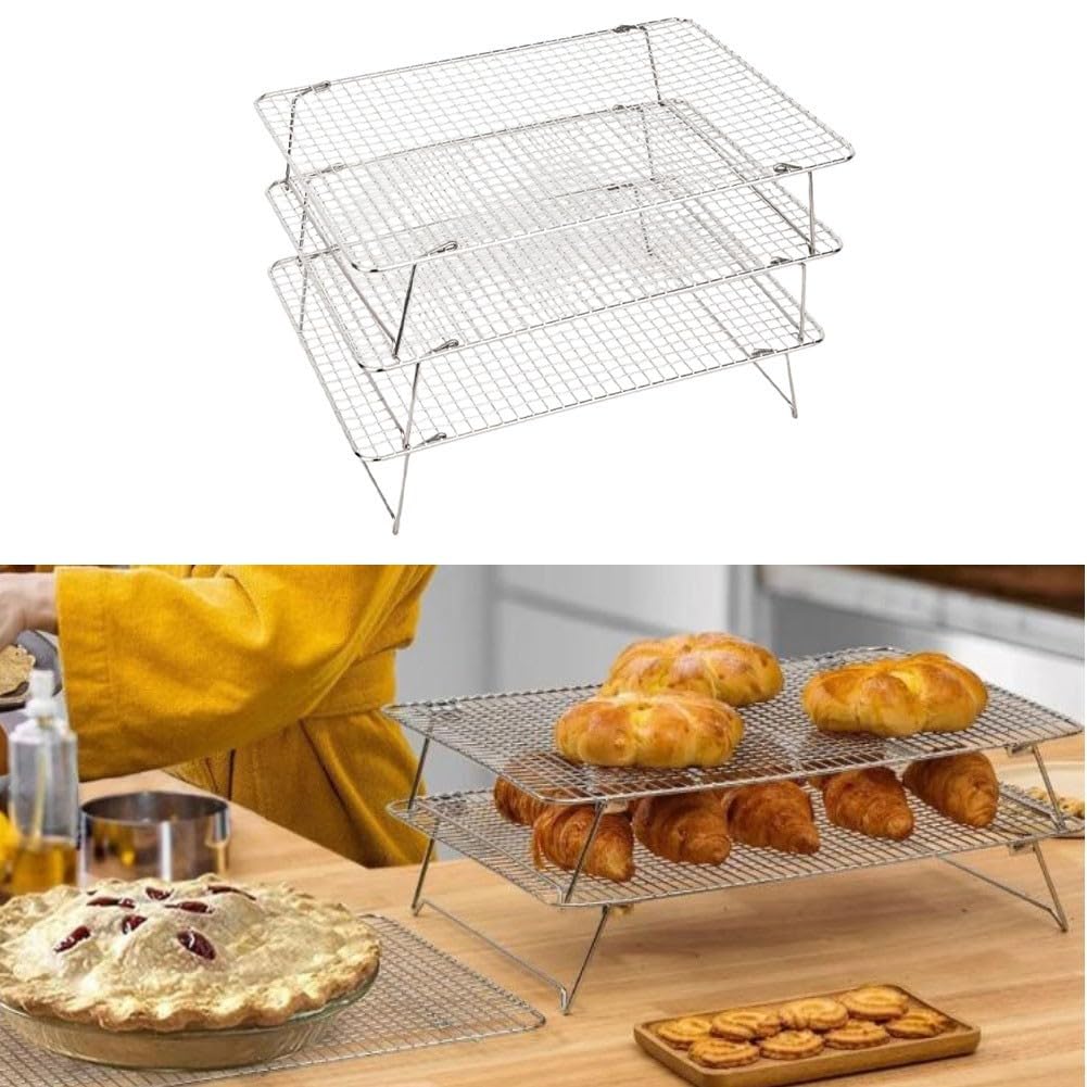 Grille Pâtisserie Empilable pour Gâteaux et Cookies(Three-layer)