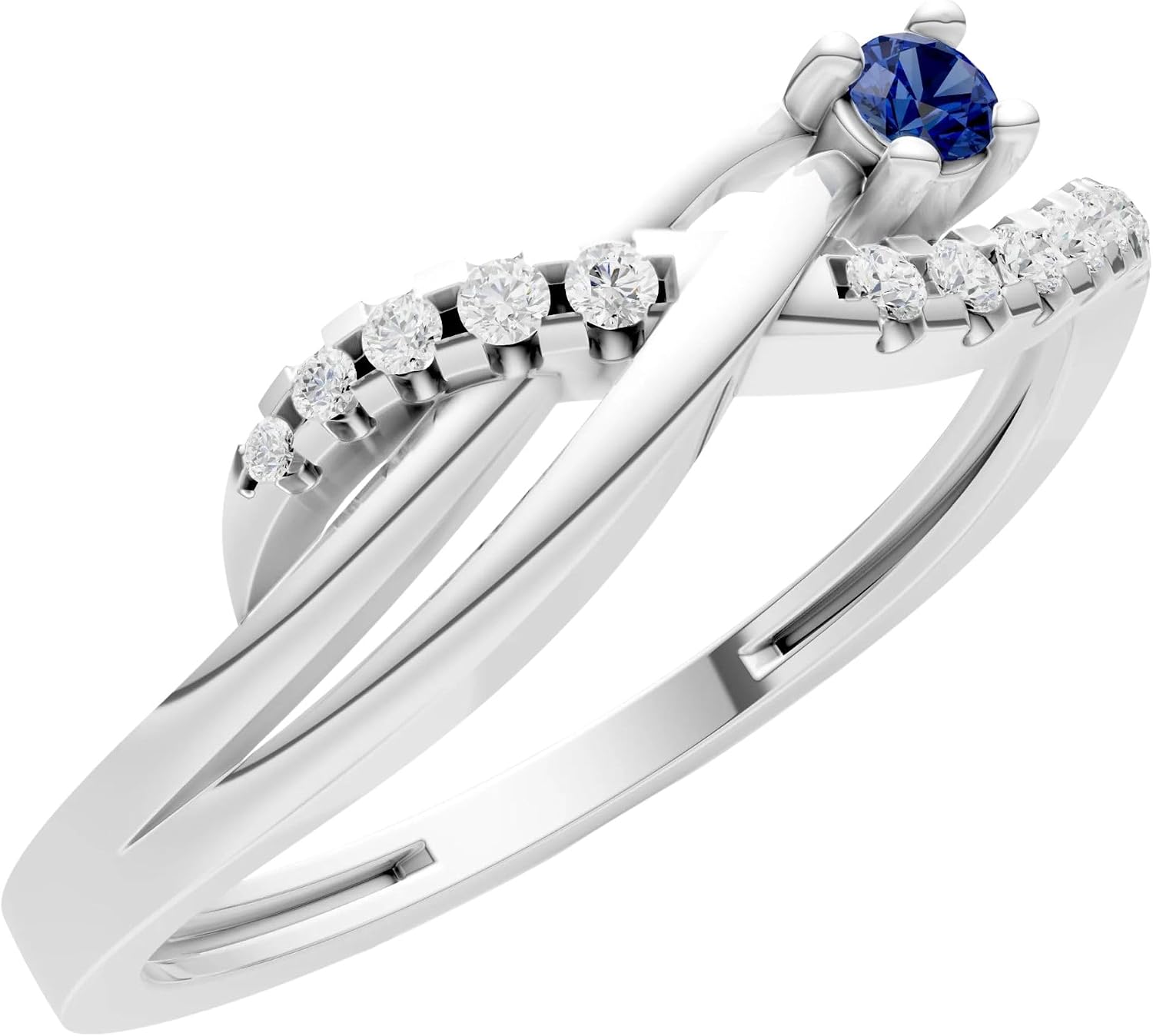 PEORA Round Cut Blue Sapphire Stackable Band Available in Solid 10K, 14K or 18K Ring – White, Yellow or Rose Gold