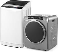 Vista 13 de ROVSUN Juego de secadora de ropa portátil de 1.8 pies cúbicos y lavadora completamente automática de 17.8 libras, juego combinado de lavadora