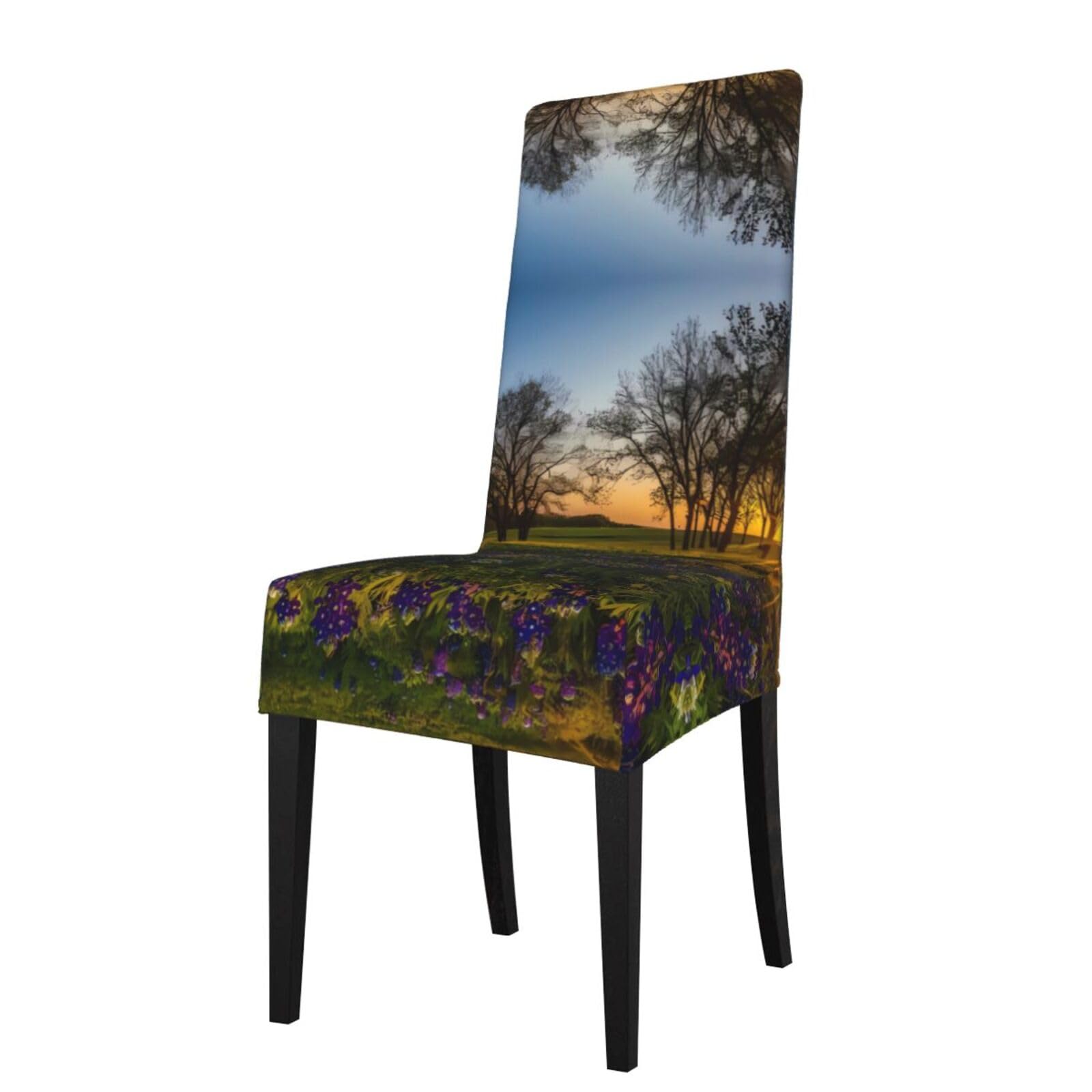 Yyhhaofa Black Lavender Meadow At Sunset Spring Prints Dining Chair Throws – Stretch Slipcovers Revitalize Your Seating With Easy Style & Easy Care