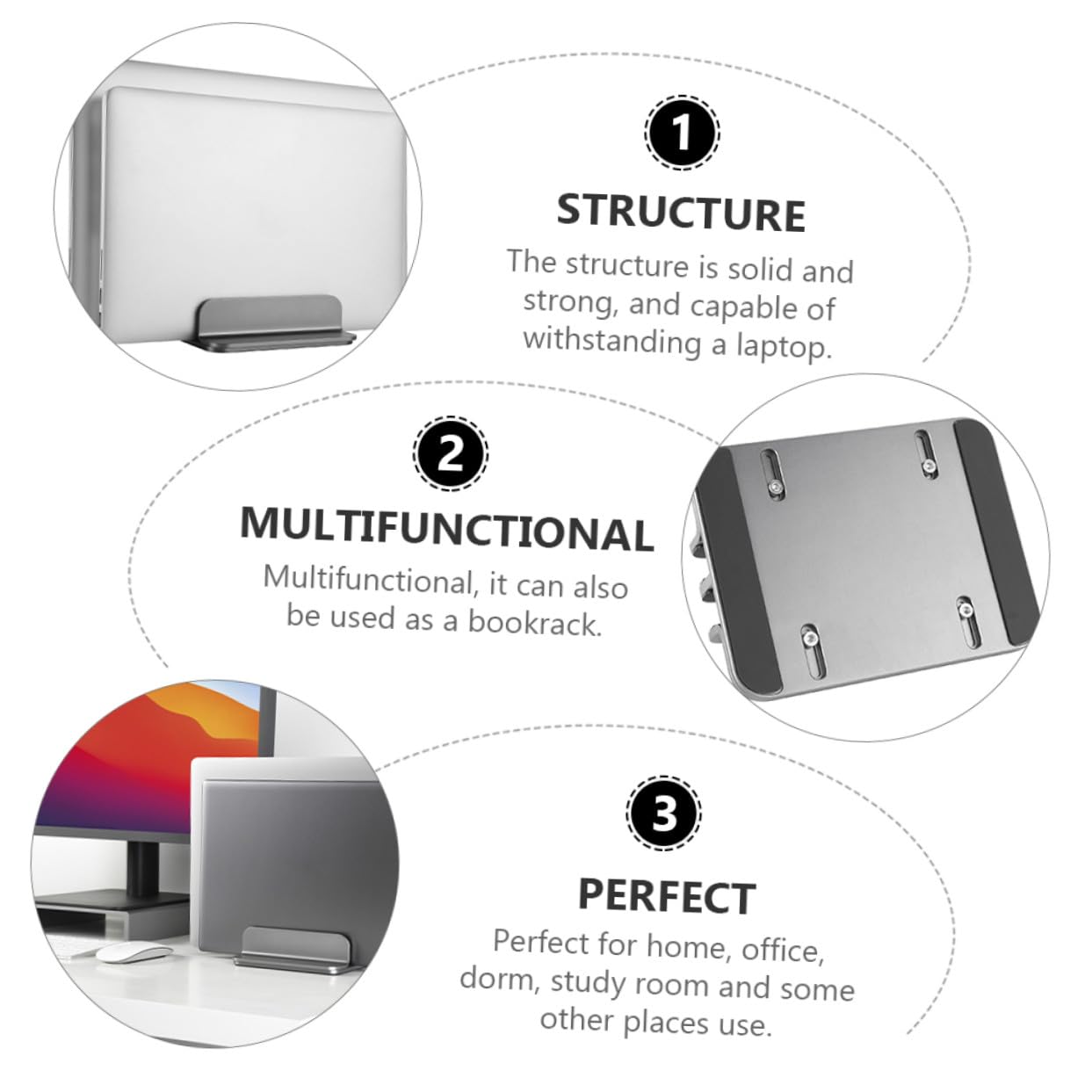 UKCOCO Soporte Portátil Vertical Doble de Aluminio y Resistente para Laptop y Tablet Base Ergonómica y Práctica para Ordenador Diseño Compacto y Duradero