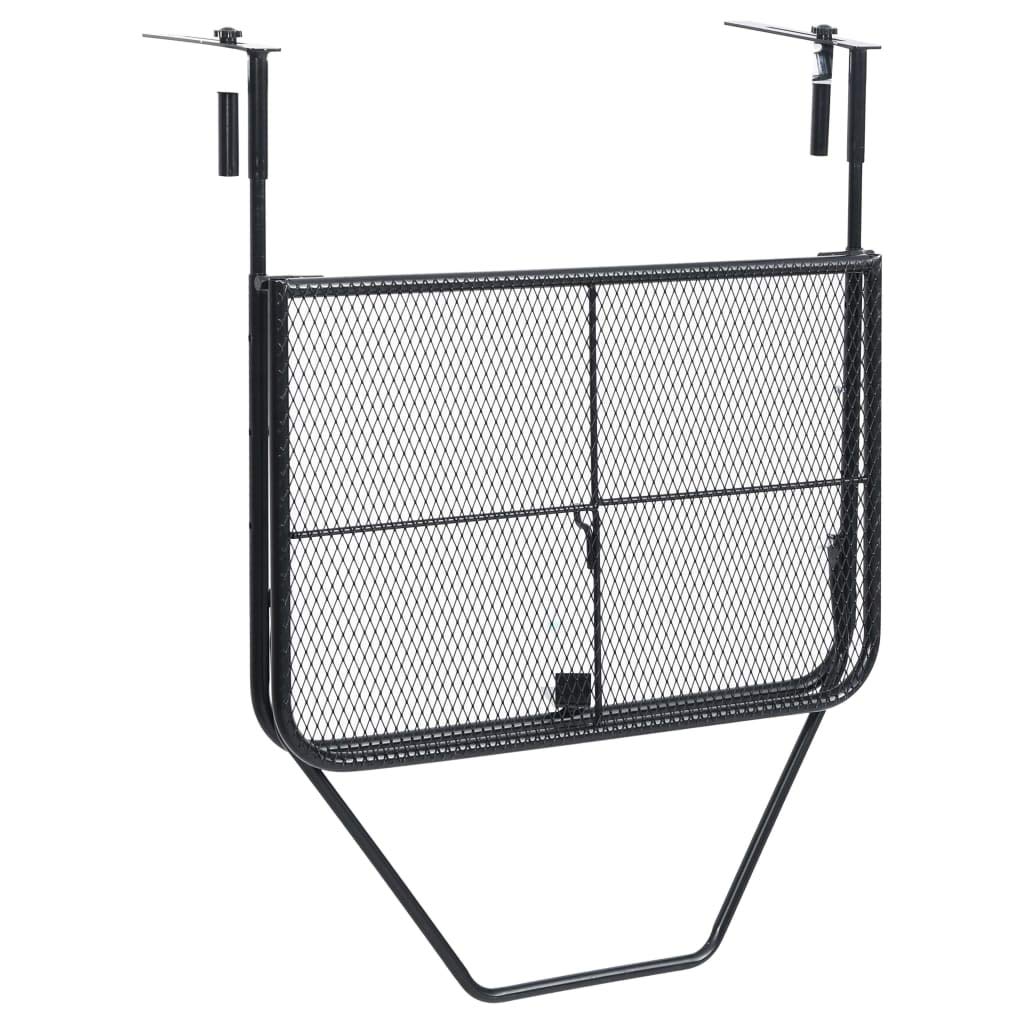 Wakects Table Suspendue pour Balcon Exterieur - 60 x 40 cm - Table de Pont Pliante - Résistante aux intempéries - Noire - Table de Balcon Rabattable Petite en Acier - Design grillagé - pour extérieur