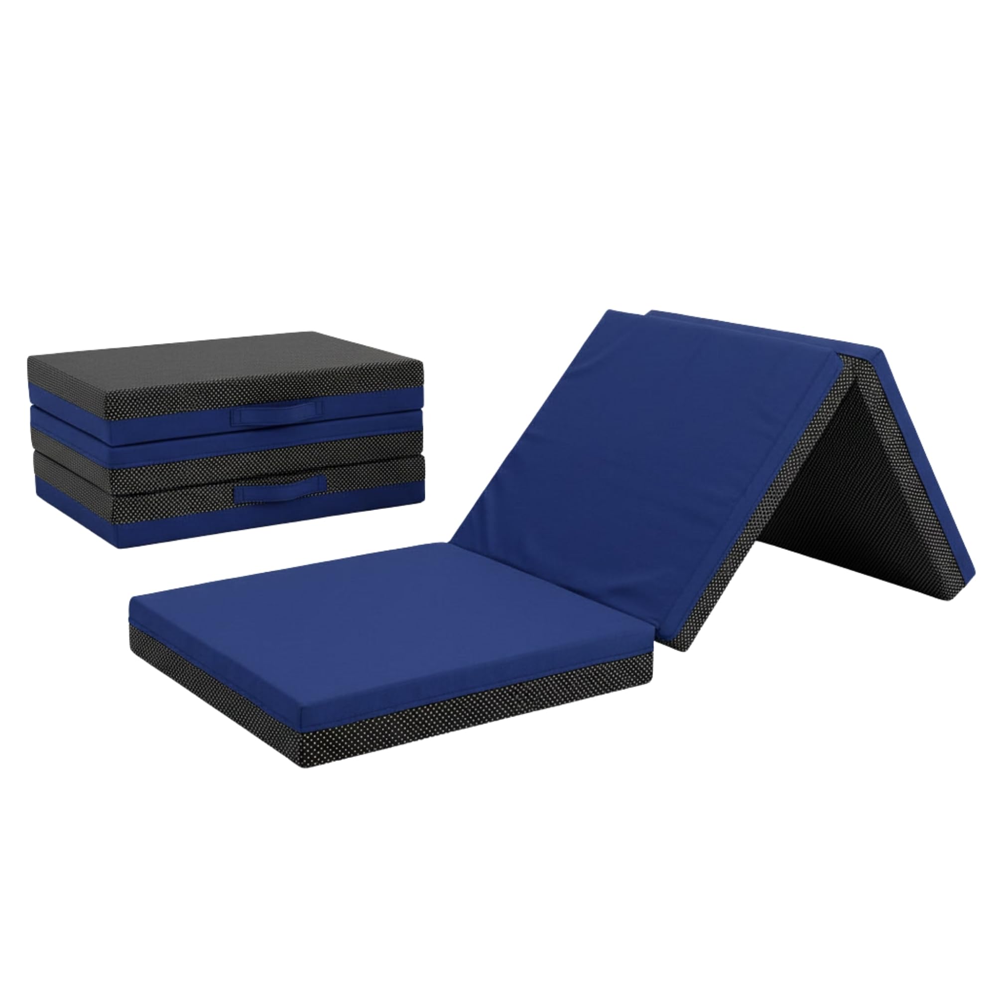 Non Slip Gymnastics Bi Fold Exercise Soft Play Floor Mat For Yoga Aerobics Landing Crashing Training Safe Space for kids (Navy Blue, 210cm x 70cm x 5cm)
