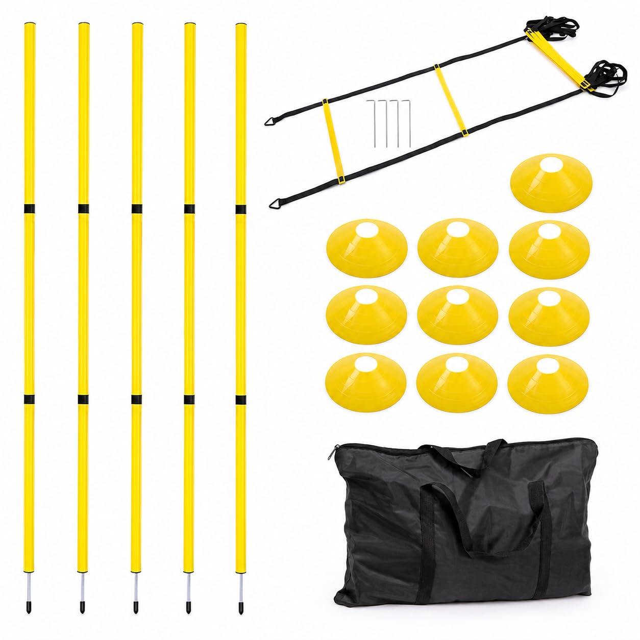 Kit Allenamento Agilità Calcio Scaletta, Set di allenamento giallo