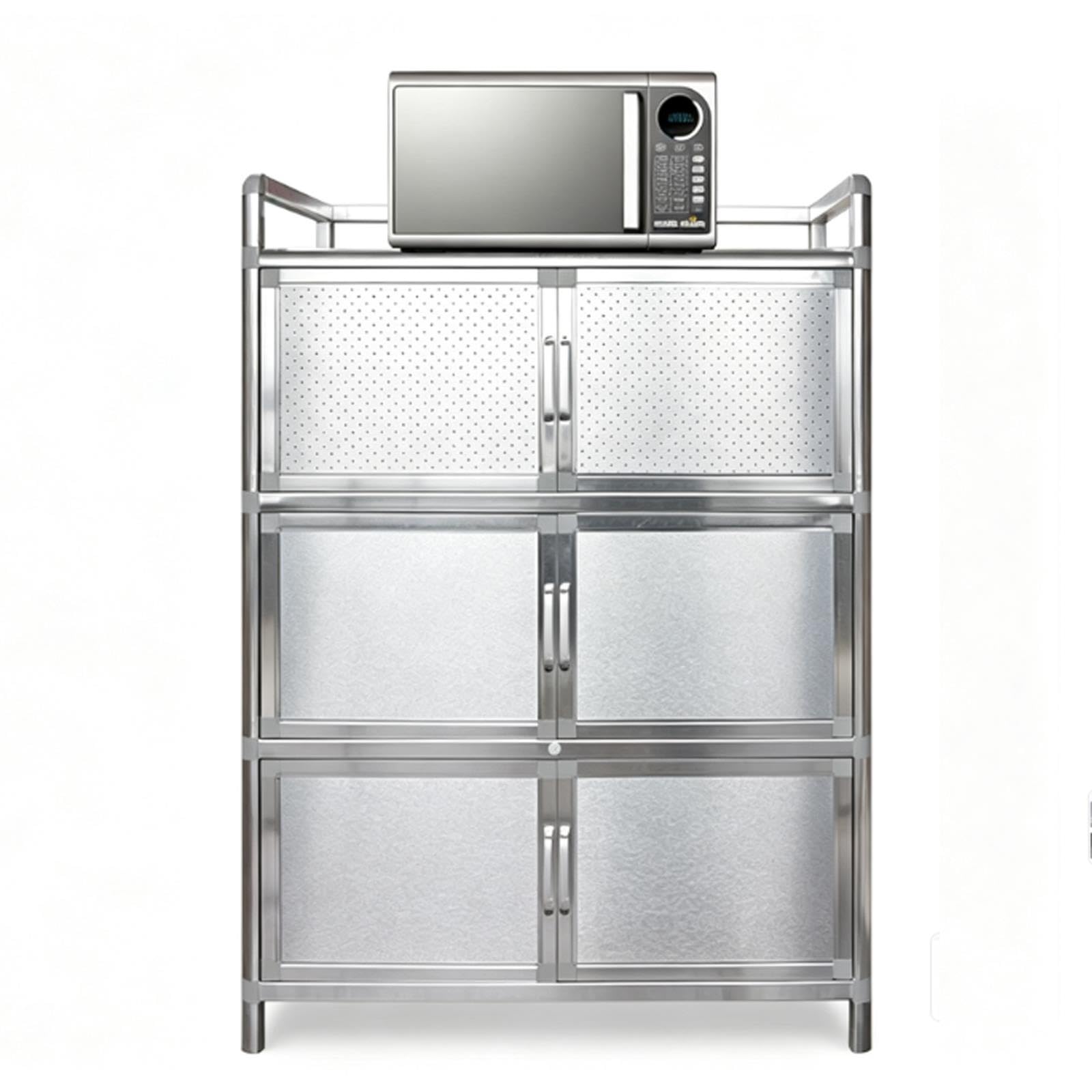 Armario de Cocina INOX, Buffet para Microondas y Ollas