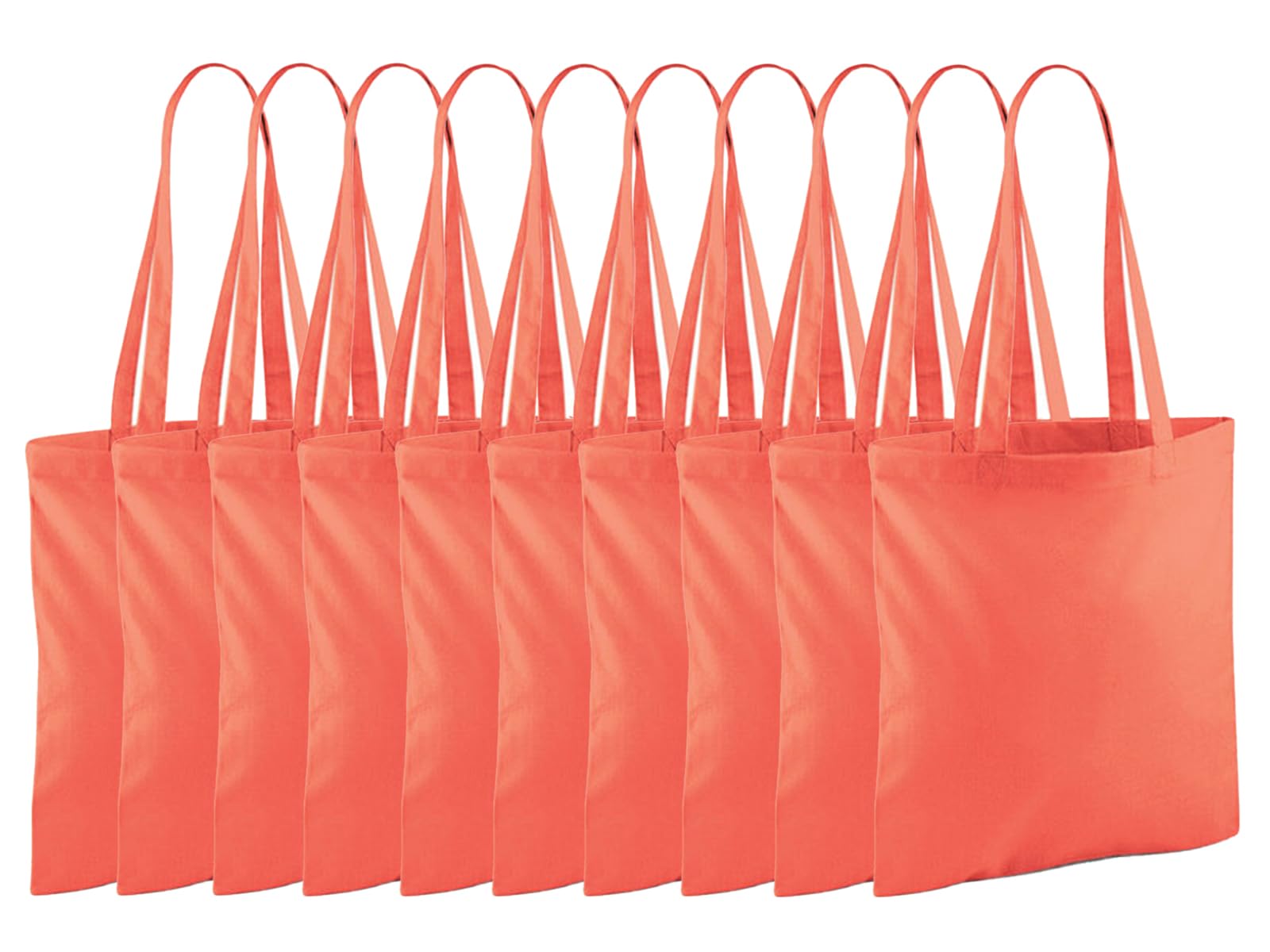 NGWorld Pack of Eco-Friendly Cotton Tote Bags - 10 x Coral - One Size