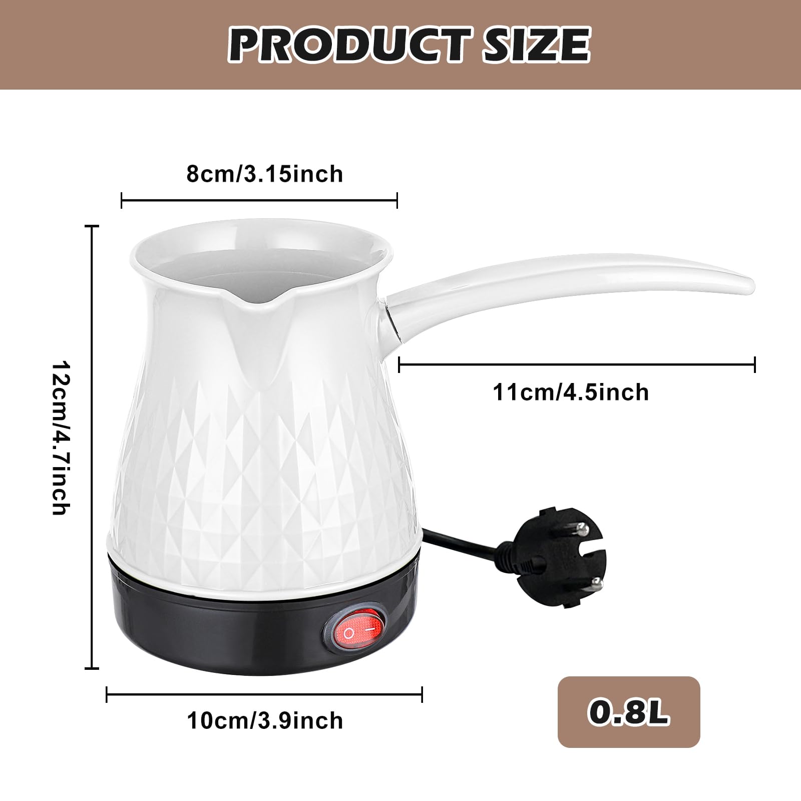 Vegena Espressokocher Induktion, 500ml Türkische Kaffeekanne, Elektrische Türkische Kaffeemaschine, Elektrische Kaffeekanne Für Zuhause,Büro,Mocca & Tee,Reisen(Weiß)