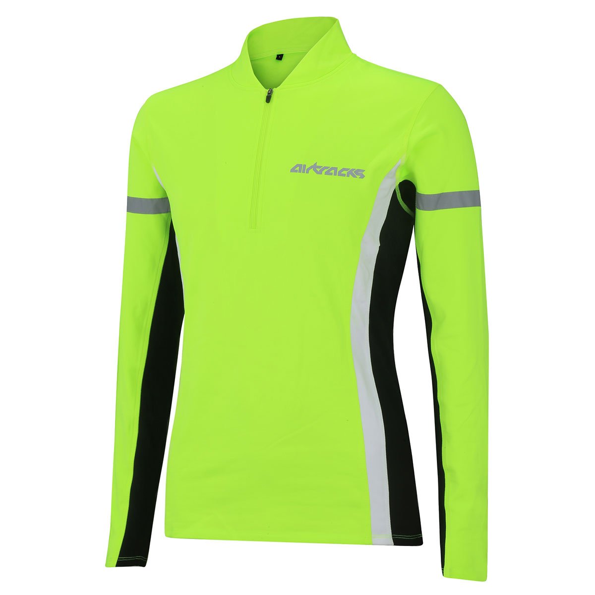 Airtracks Herren Winter Funktions Laufshirt Langarm - Thermo Running Sweatshirt - Fleece T-Shirt - Warm - Winddicht - Atmungsaktiv - Reflektoren
