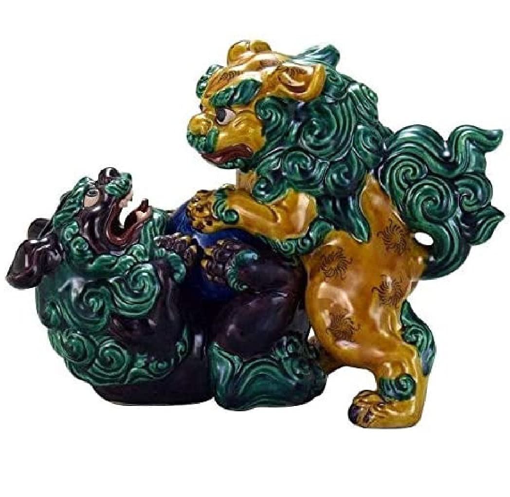 九谷焼月見獅子交趾9号 九谷焼月見獅子交趾9号