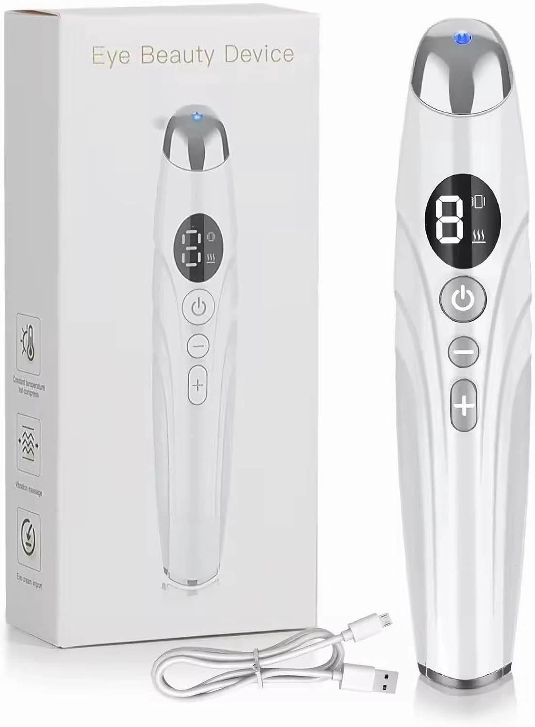 Eye Lift Wand, Depuffing Wand Chargeable Heated Eye Wand - Eye Massager for Dry Eyes, Dark Circles and Puffiness, Eye Lifting Device for Fine Lines and Wrinkles Beauty Wand