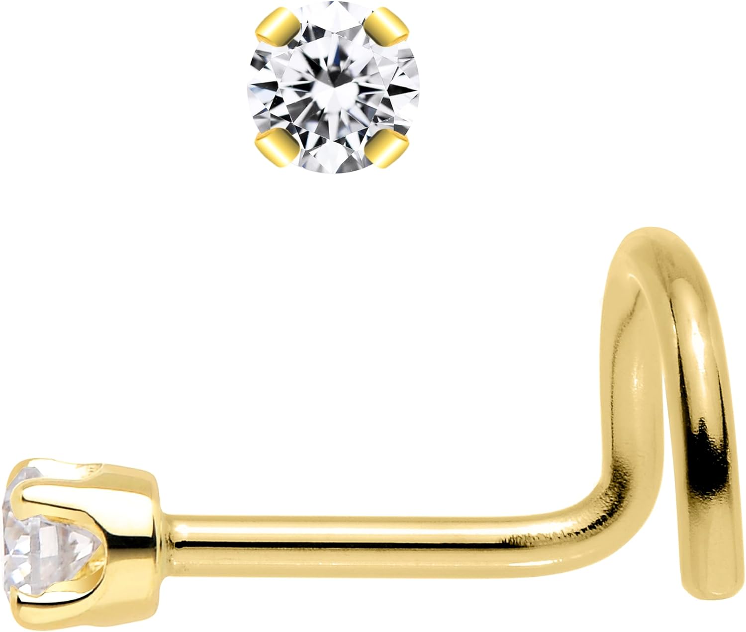 Body Candy 14k Solid Gold Nose Ring Studs - 2mm Lab Grown Diamond Created by MasterJeweler - Left Side Nose Ring Real Gold Nose Ring Piercing Jewelry for Women, Men