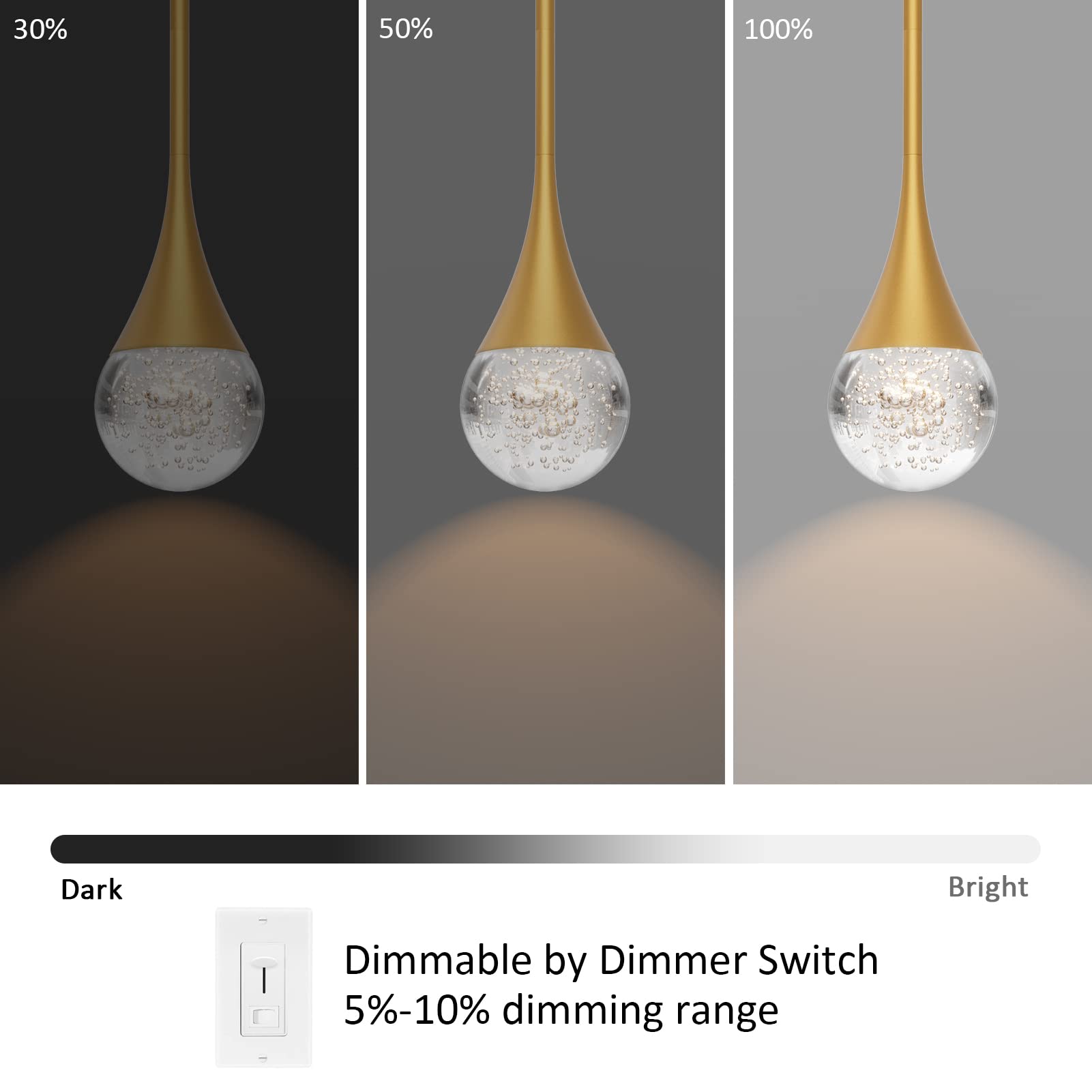 Aoceley Crystal Pendant Light – Dimmable Integrated LED For Kitchen Island, Dining Room, Bar - View #8