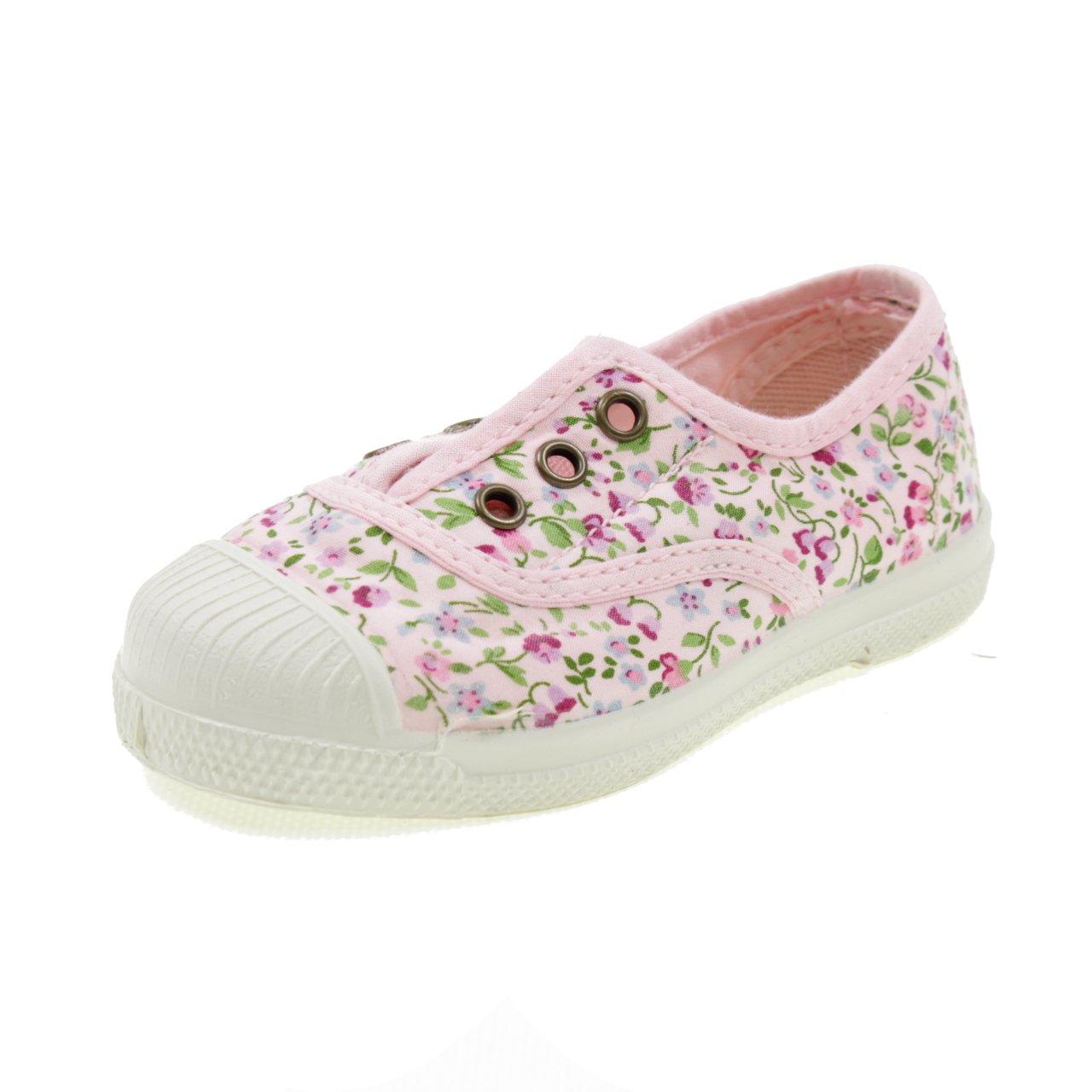 Natural World Scarpa in Cotone Fondo CAUCCIU Elastica Fiori 471505 Bianco