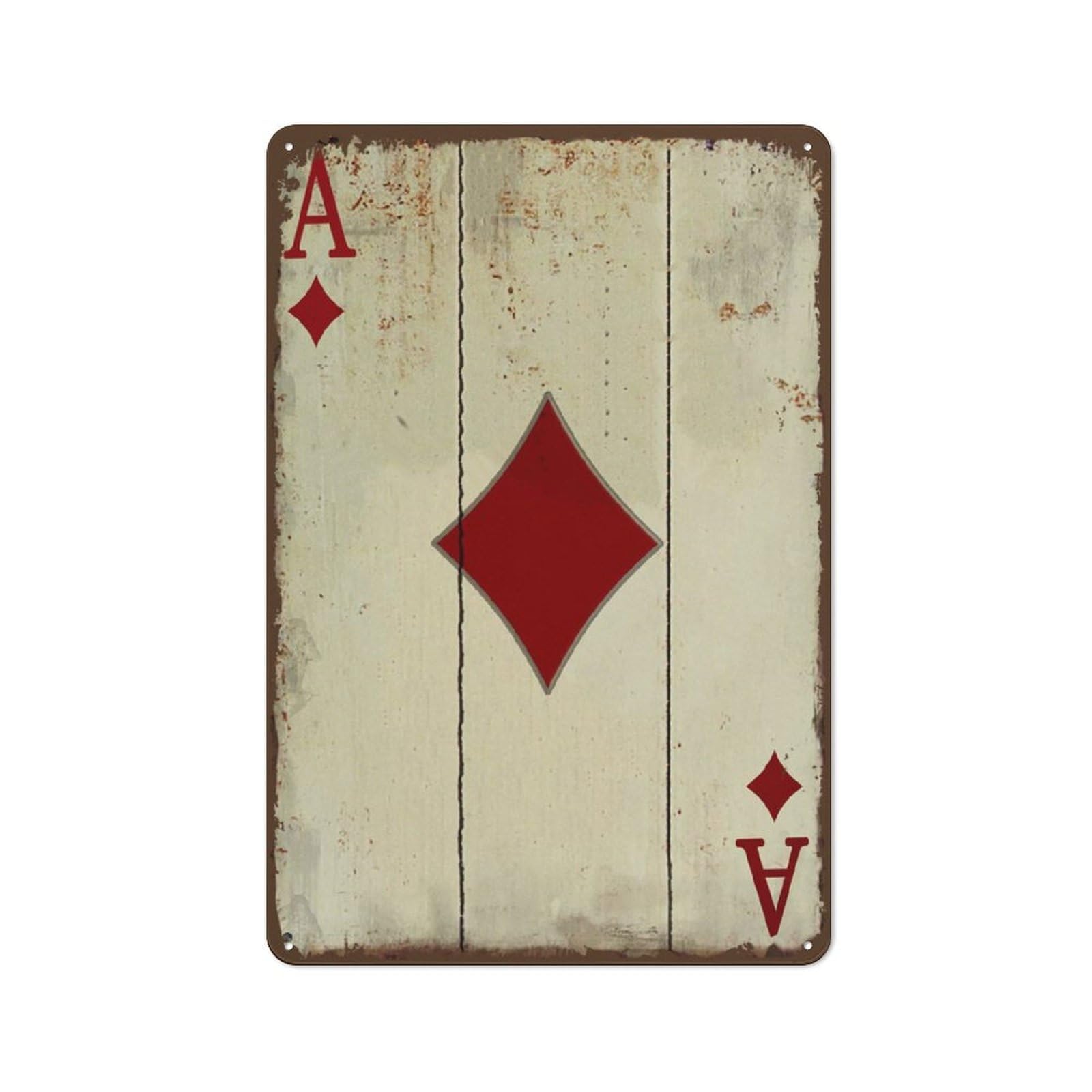 peiyeety Vintage Poker Wall Decor Metal Sign Retro Tin Sign Wall Decorative Signs For Man Cave Home Cafe Pub Bar Shop Room Decor,Retro Home Club Decor Wall Art Diamond Ace 8"x12"
