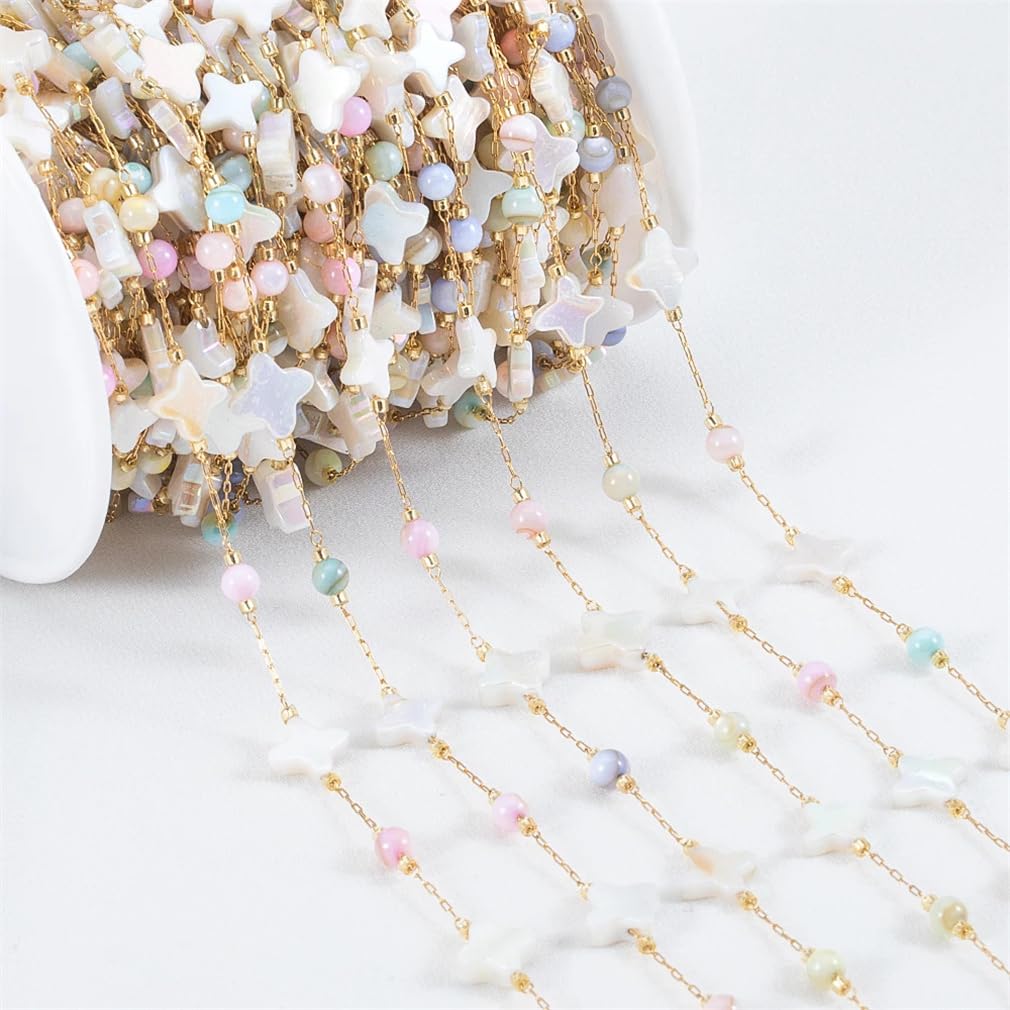 kit de création de bracelets, Chaîne de perles en acier inoxydable multicolore 1 mètre for la fabrication bijoux à faire soi-même(4)