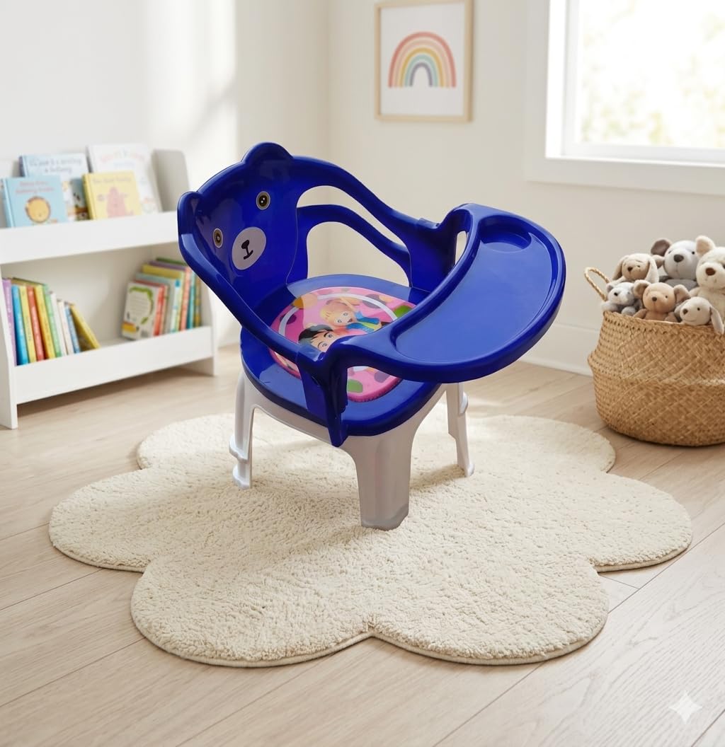 The Tickle Toe Plastic Baby Chair with Cushion & High Backrest | Study & Activity Chair for Toddlers (1β3 Years, Blue)