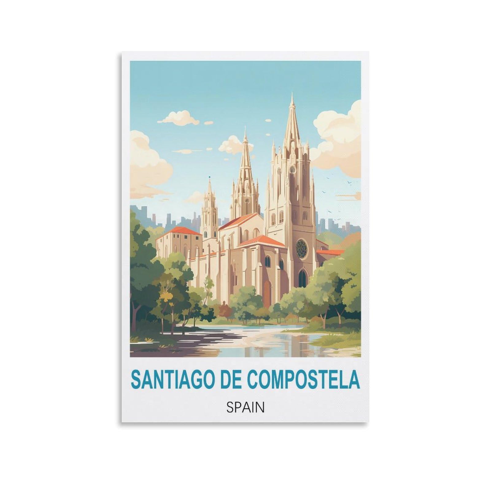 Metal Bar Signs Vintage Santiago De Compostela Spains Travel Tin Signs Metal Poster Wall Decor Office Cafe Bathroom Badroom 30x40cm