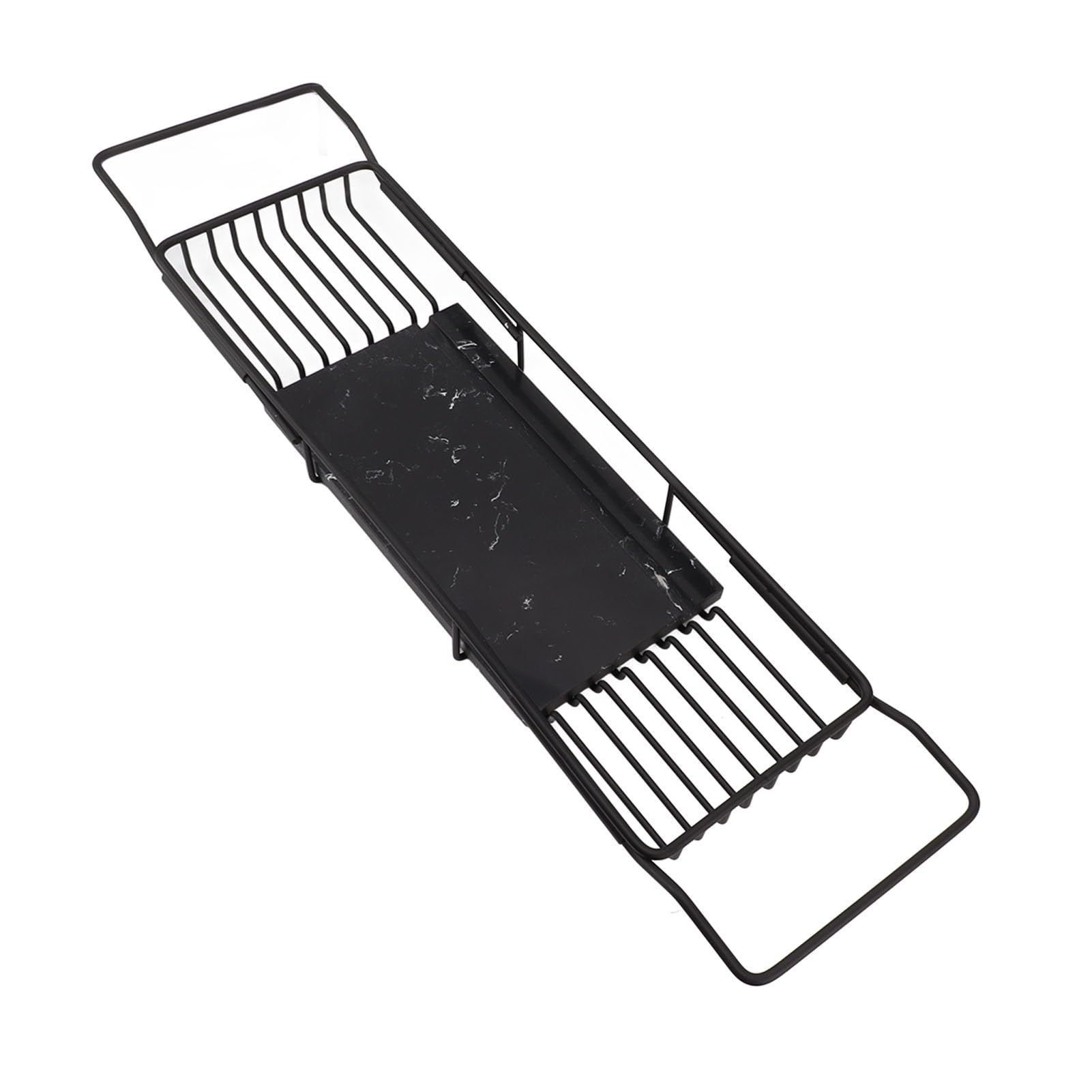 JKJZSALJ Black Stainless Steel Bathtub Caddy Tray With Extendable Sides For Shower Premium Quality And Elegant Design