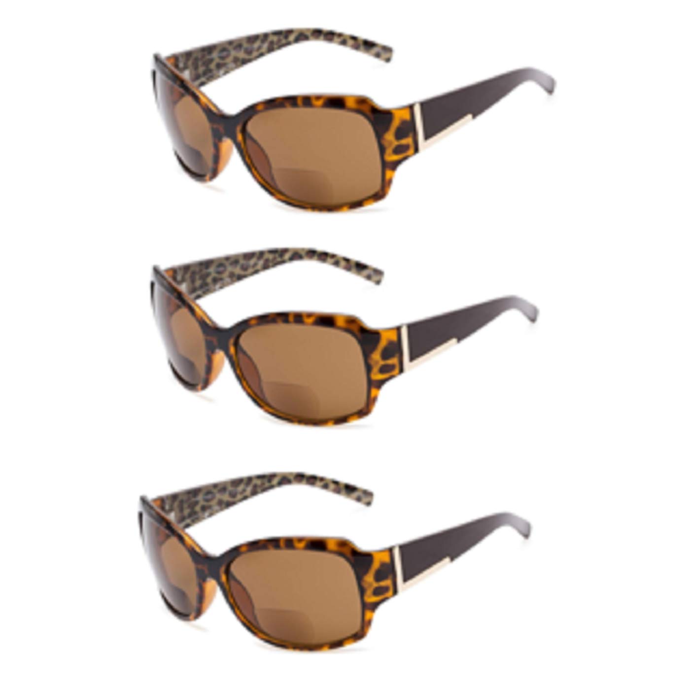3 Pair Oversized Jackie O Style Bifocal Sunreaders Sunglasses Tortoise Frame