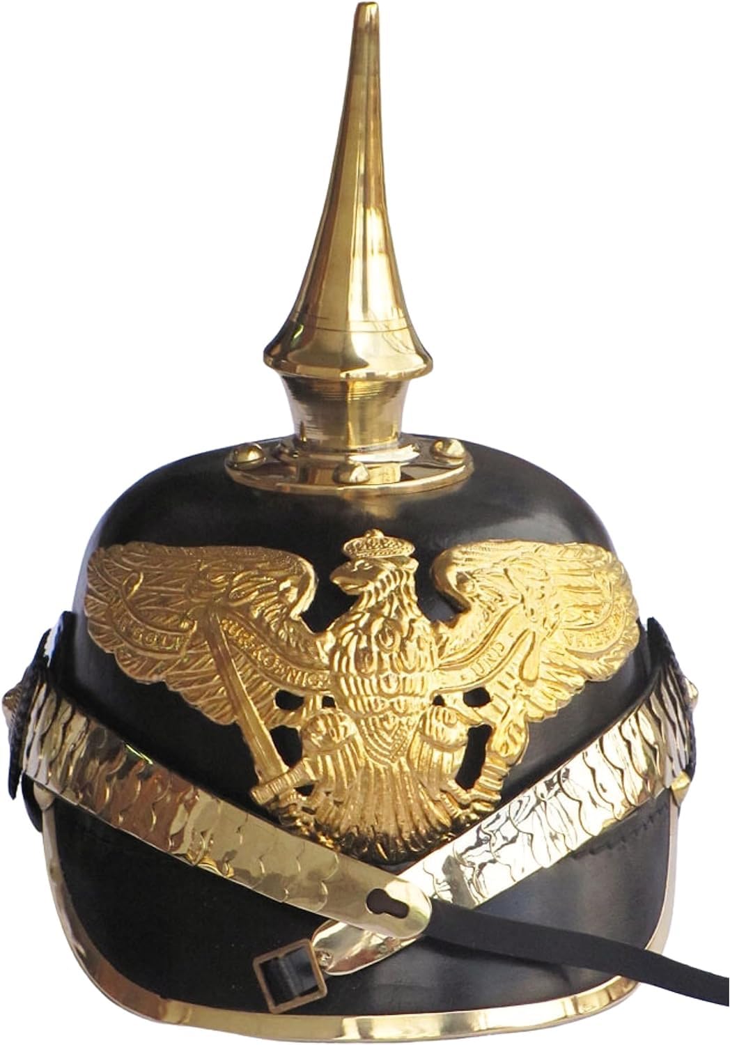 Casco militar alemán Pickelhaube imperial prusiano, siglo XIX, color negro