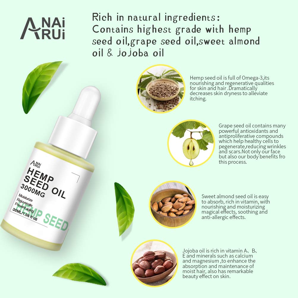 Face HempSeed Oil, Natural Moisturizing Facial Oil, Remove Wrinkles, Dryness, Rough Skin, Anti Aging Skin Care Glow Oil for Face, Neck and Eye, 1.06oz : Beauty & Personal Care