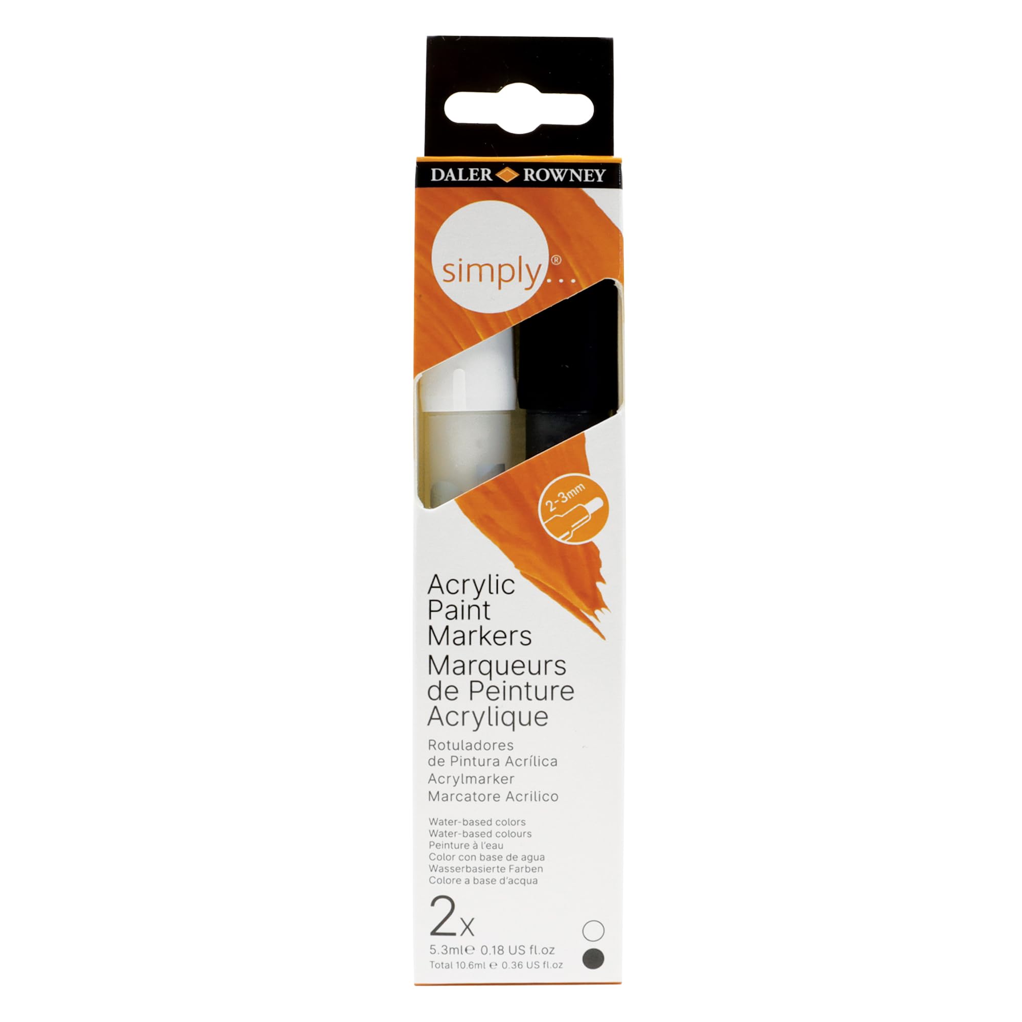 Daler-Rowney Simply - Rotulador Acrílico, Caja de Cartón, Set Blanco y Negro