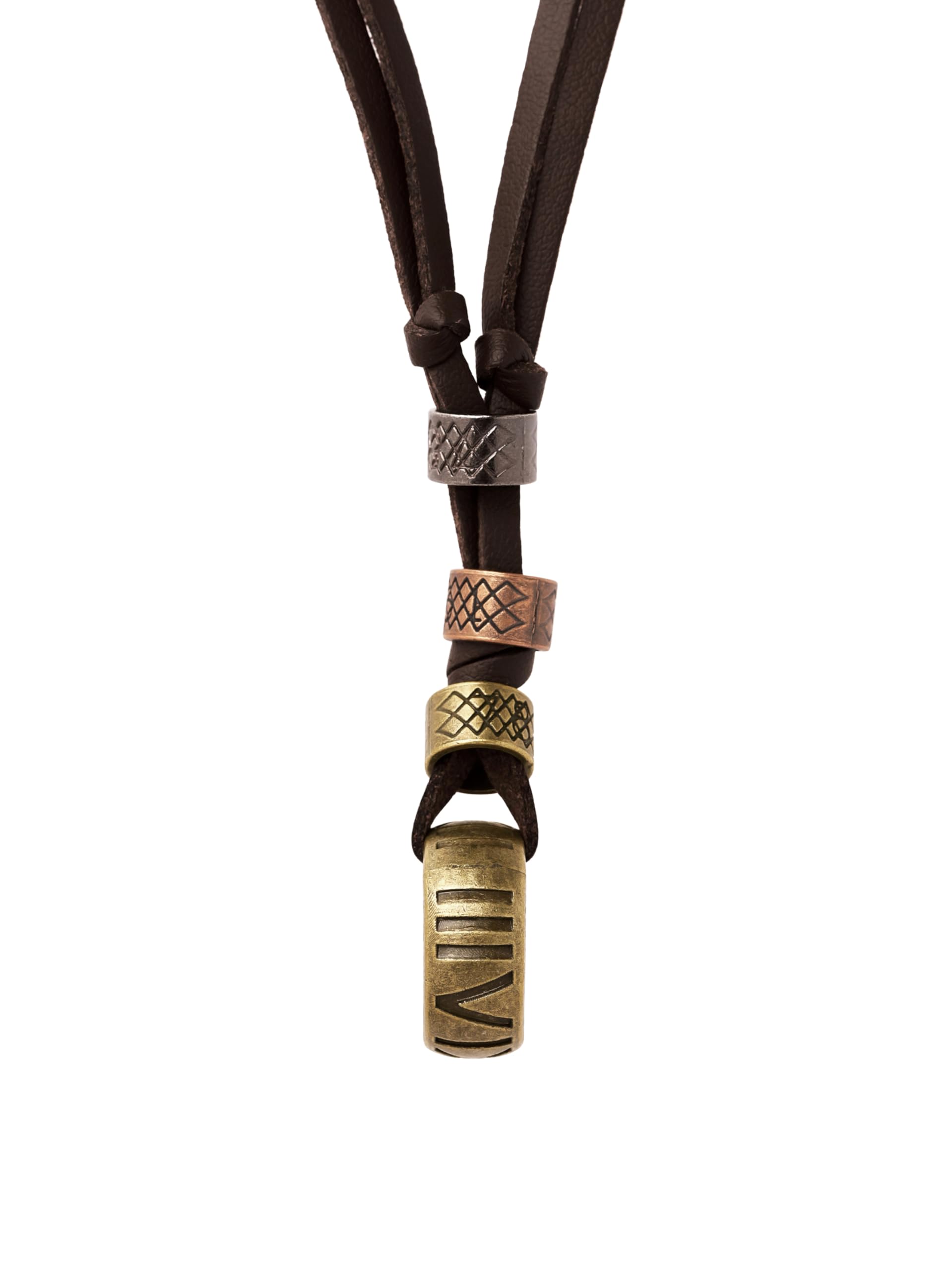 HAQUIL Boho Leather Necklace Antique Tribal Pendant, Boho Jewelry Gift for Men and Women