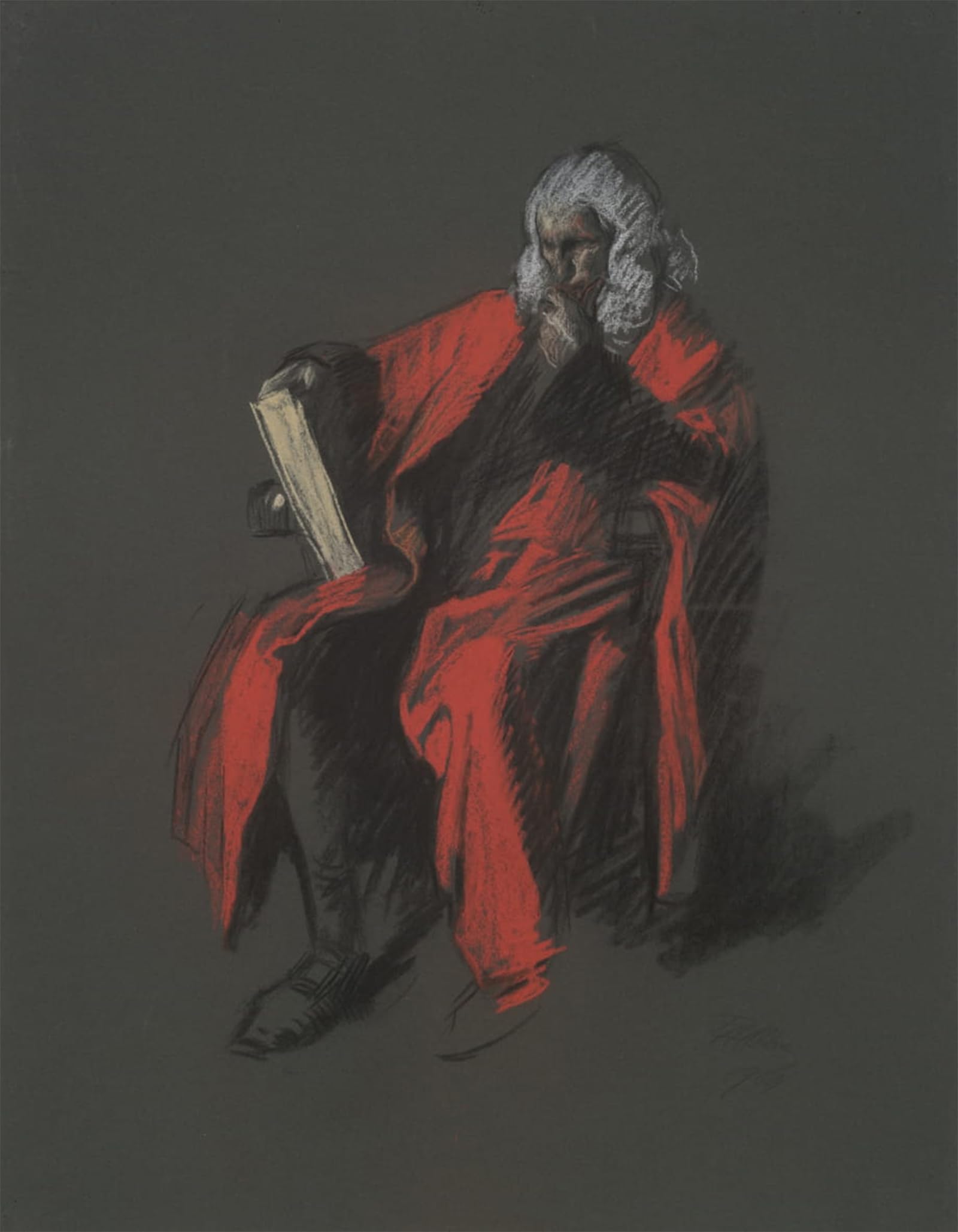 ARTXLXXBN Famous Prints Artwork Pictures Poster Painting Art Study for the Figure of Chief Justice Mckean by Edwin Austin Abbey Artwork Landscape Pictures for Home Decor 60x90cm