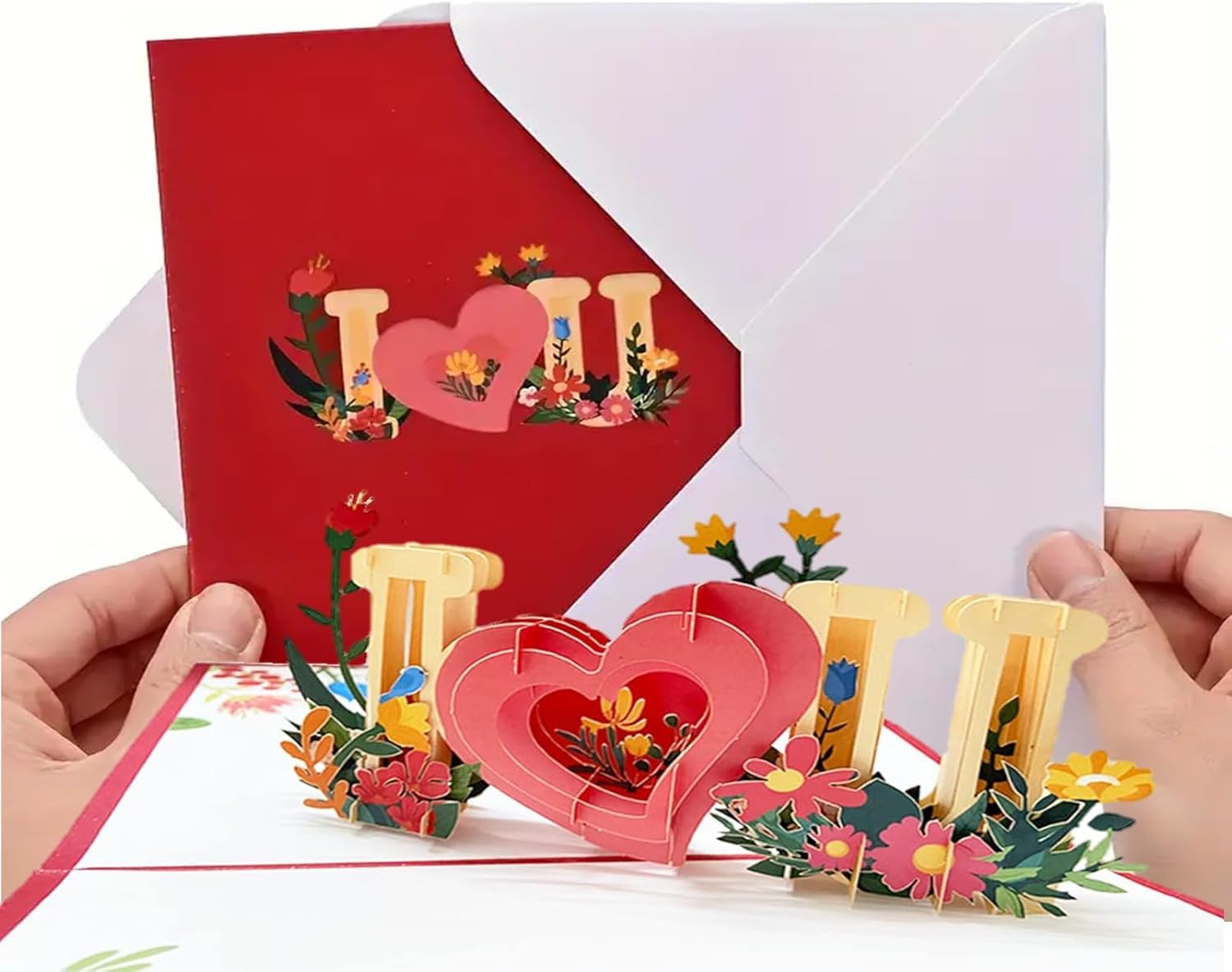 Pop-Up-Karte zum Valentinstag, Muttertagskarte für Mutter, 25,9 x 17,8 cm, "I Love You", 3D-Pop-Up-Karten – mit Herz-Münze für Valentinstag, Jahrestag, Muttertag, Happy Birthday
