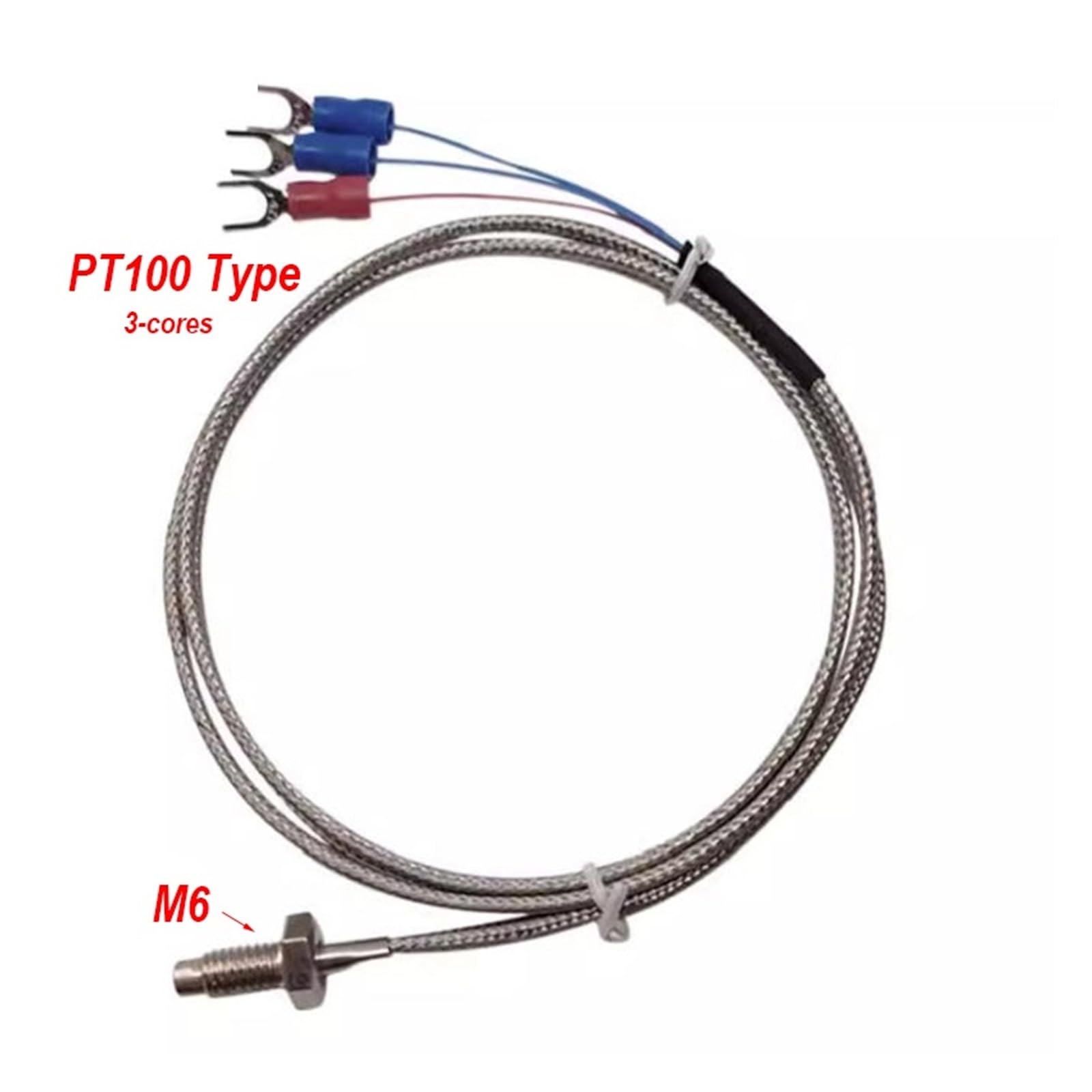Sensores de temperatura de tornillo de cobre K/E/J PT100 rosca M6*1 M8*1,25 0,5/1/2/3/5m(Type Pt100,Cable L 3 meterseter)