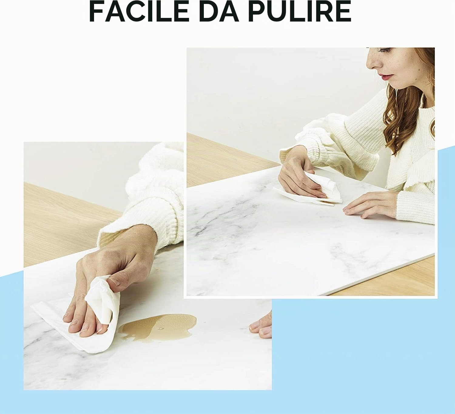 5 tavole di sfondo per fotografia su entrambi i lati, con 10 motivi, 40 x 40 cm, colore bianco, marmo, venature del legno, con 4 mollette