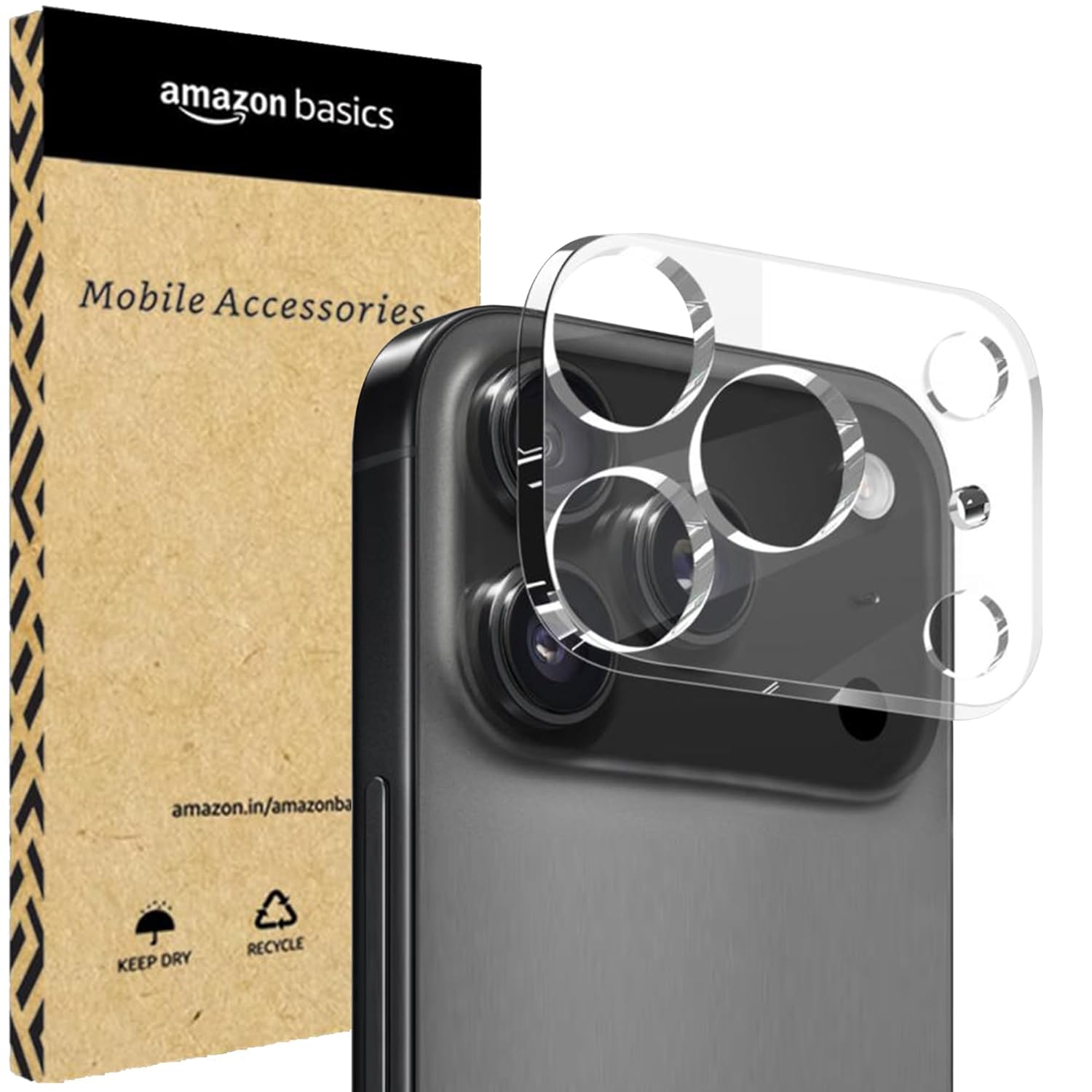 amazon basics Camera Lens Protector for iPhone 17 Pro Max (9H Hardness.Scratch Resistance) with Free Installation Kit Clear-image-47