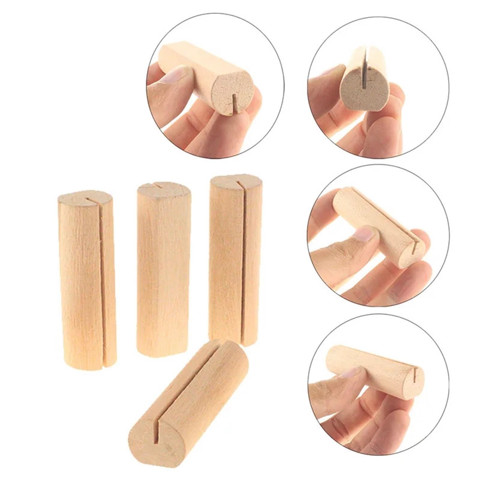 Rustikale Tischkartenhalter aus Holz für Hochzeiten, Foto-Postkarten-Clip-Ständer, 50 Stück