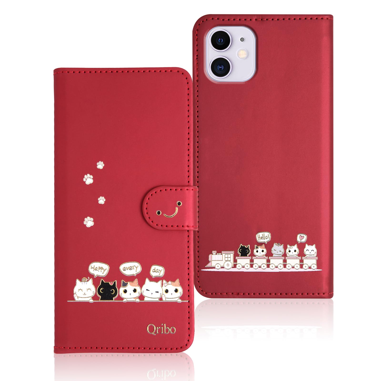 Amazon.co.jp: Qribo iPhone11ケース 手帳型 アイフォン11 カバー 