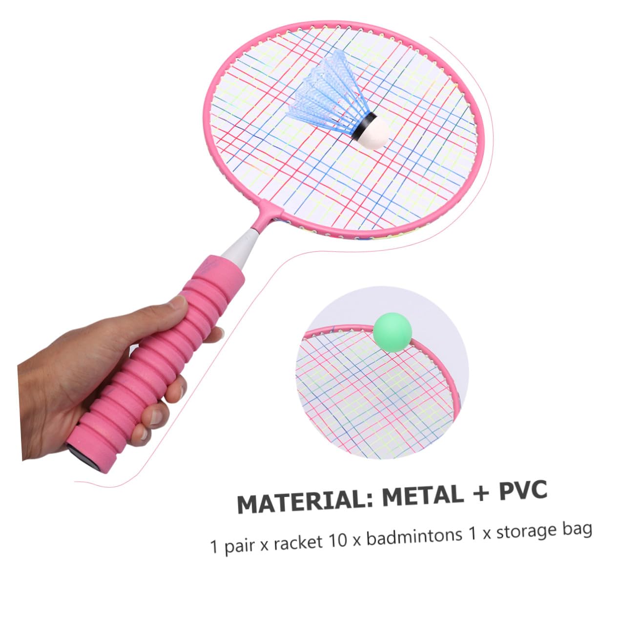 BESPORTBLE Set di Racchetta da Badminton Giocattolo Rosa per Bambini | Metallo e Pvc, Impugnatura Comoda e Superficie Ampia, per Attività All'aperto e Svago