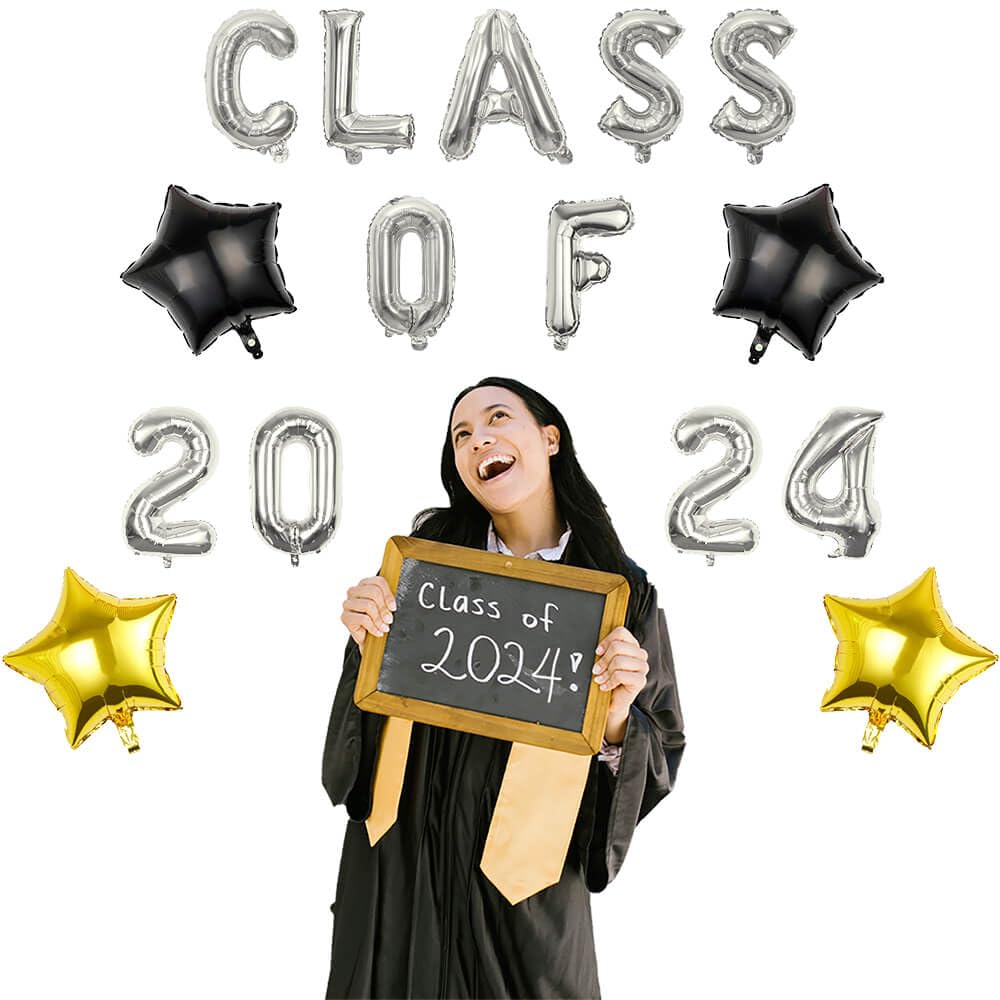 Pargleev Class of 2025 2026 Graduation Decorations, 16 Inch Silver Foil Balloons Freely Combine 2025/2026 - Image 4