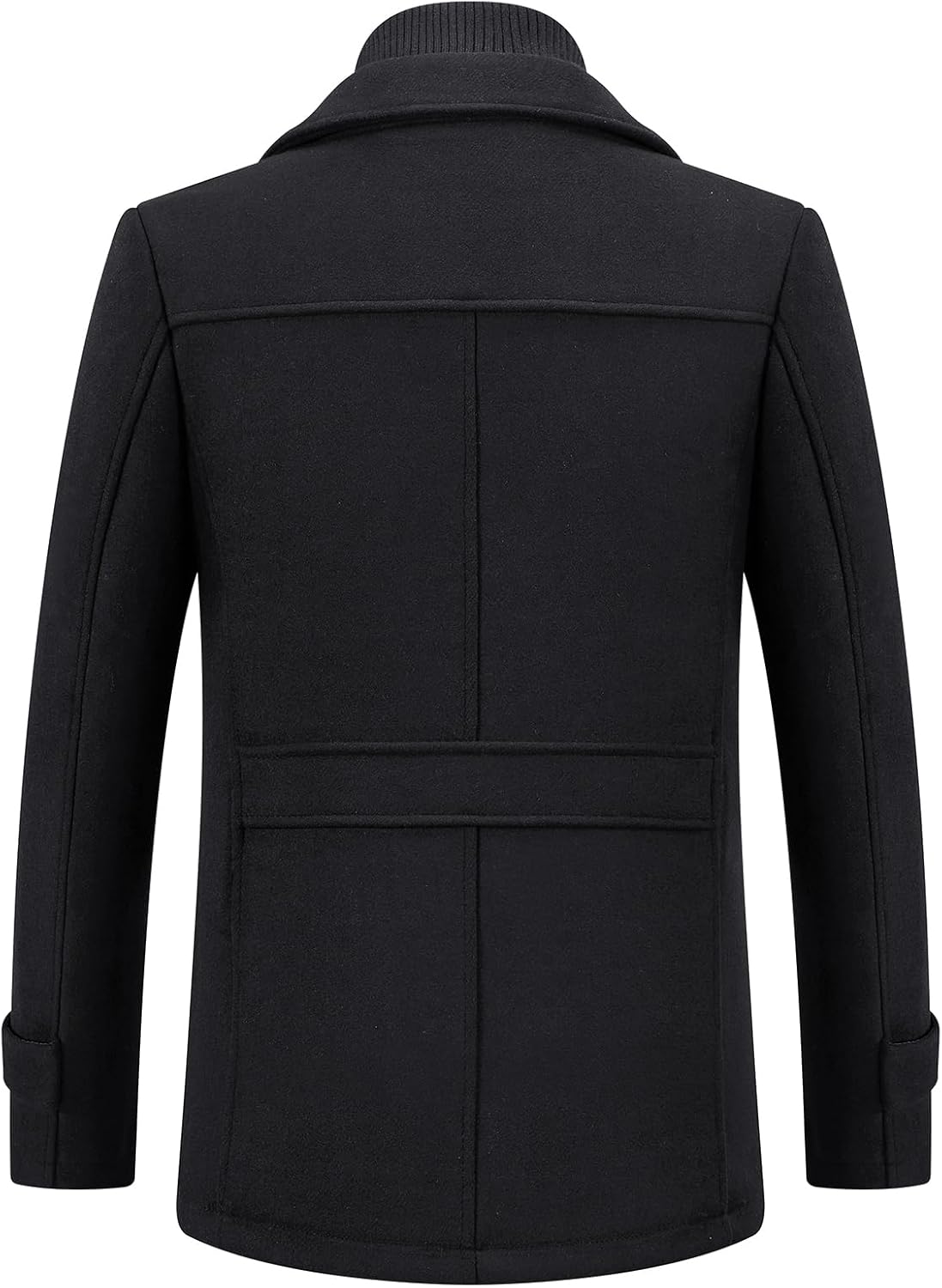 KUDORO Men's Wool Blend Trench Coat Slim Fit Overcoat with Detachable Stand Collar Single Breasted Classic Dress Coat - Image 2