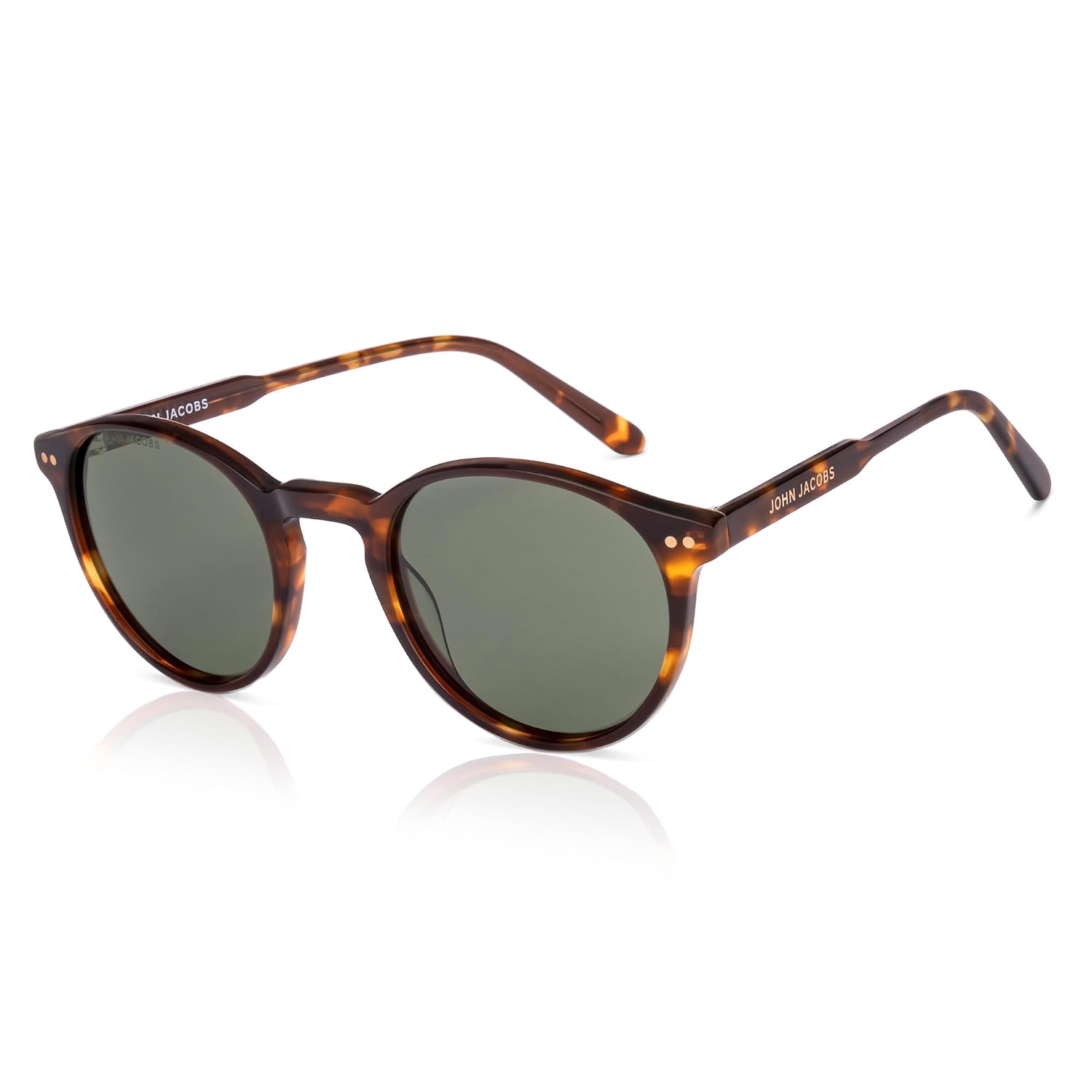 John Jacobs Full Rim Round Stylish & Premium UV Protected Sunglasses | Acetate Lines | Polarized and 100% UV Protected | M...