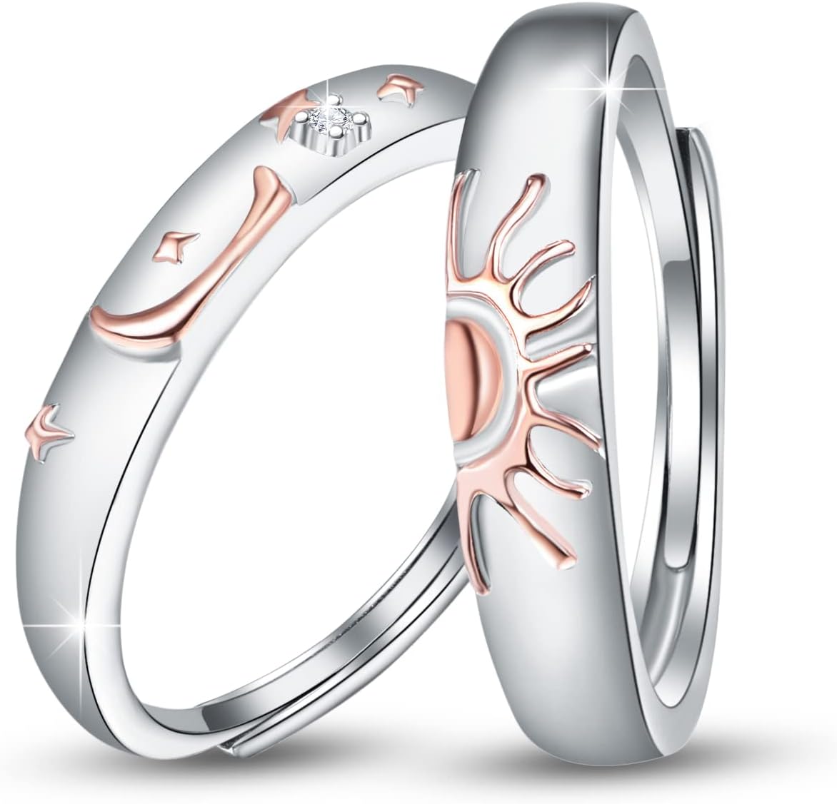 Sterling Silver Sun and Moon Couple Rings Matching Botswana Ubuy