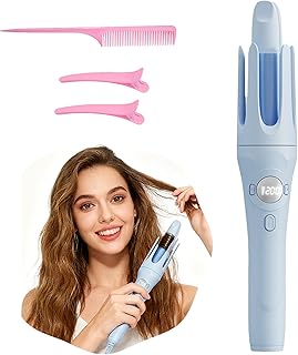 Cachos Perfeitos Com Chapinha Automática Sem Fio, Íons Negativos E Sem Danos (Azul)