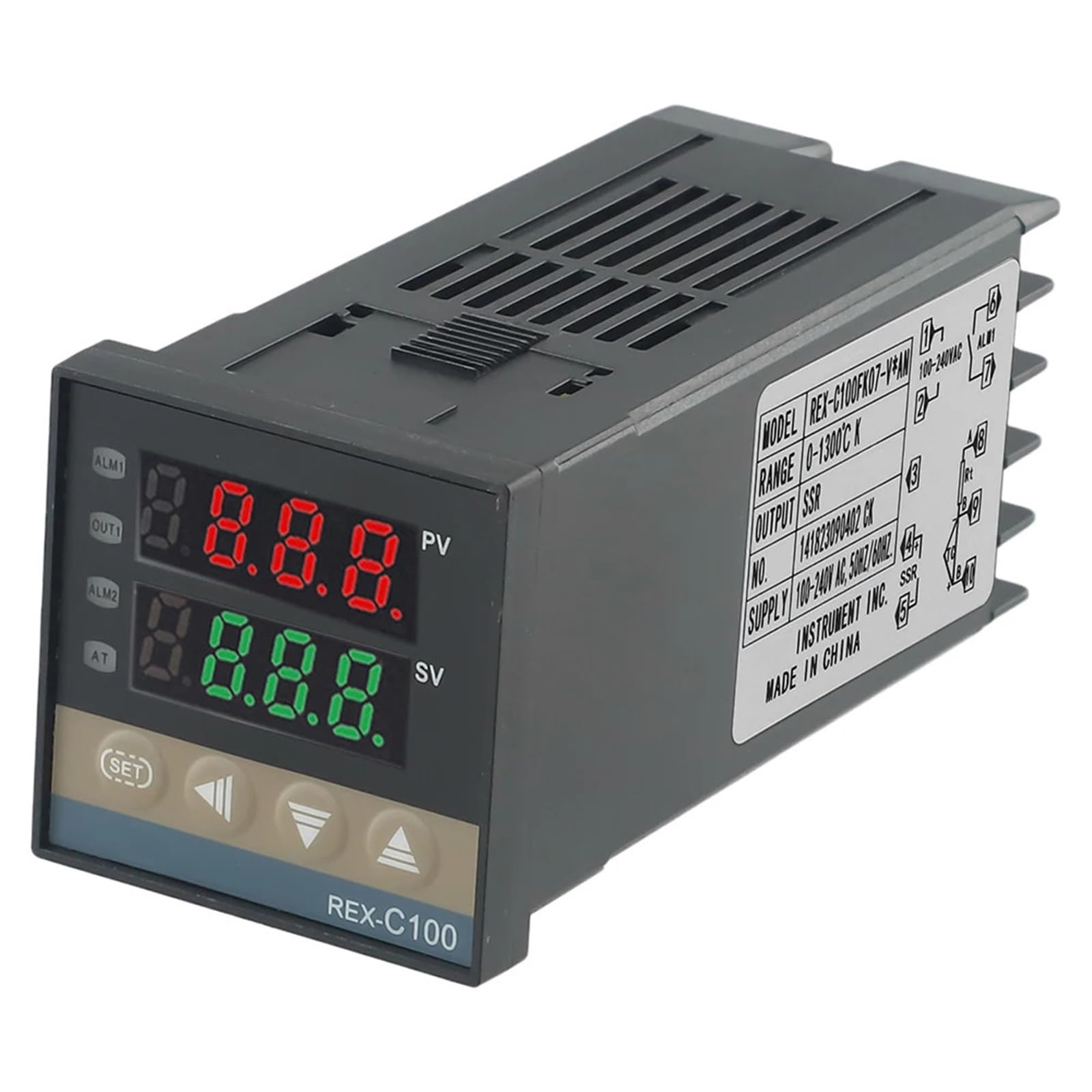 Controlador de temperatura digital PID REX-C100 con sensor de sonda K for disipador de calor de termopar SSR 25DA de 1300 ℃.