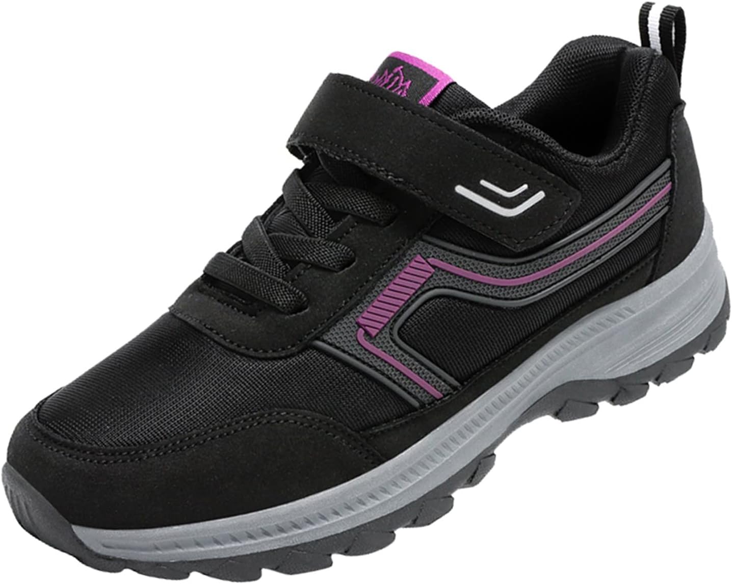 LOIJMKFitness Trainers Women Round Toe Soft Base with Velcro Fastening Running Shoes Women Black 37-39-41 Walking Shoes Plain Elegant Tourist Leisure Shoes Non-Slip