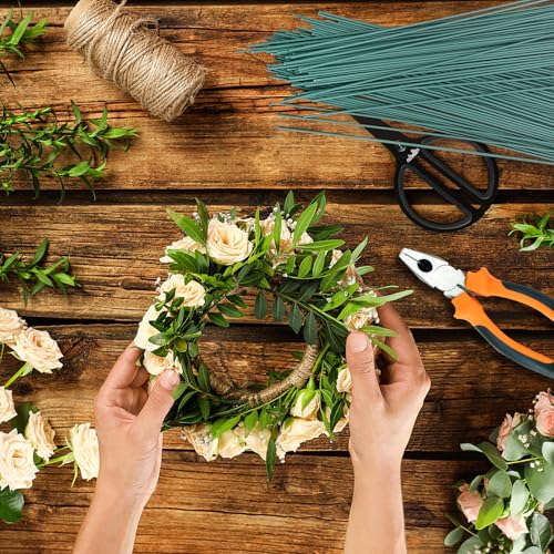 QMLING 110 Stück Blumendraht Grün, Floristikdraht 30 cm, 2mm Blumenstamm Draht, Basteldraht für Blumenhandwerk Blumenstrauß Künstliche Blumen