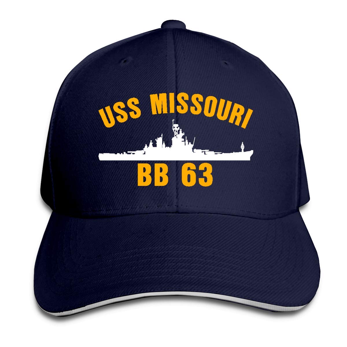 Hdadwy USS Missouri Bb 63 Baseball Caps Adjustable Sandwich Caps Sandwich Caps Navy